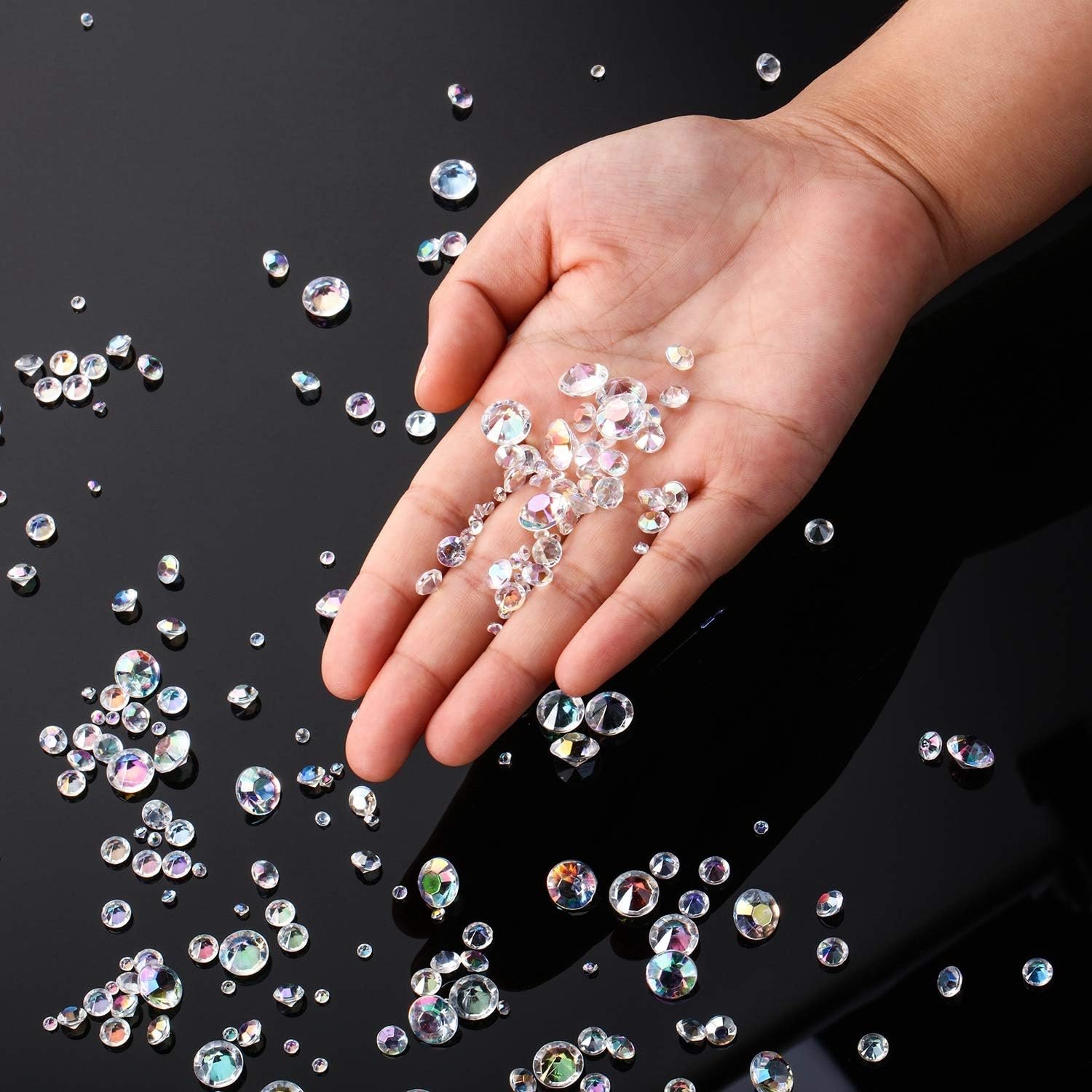 Wholesale 4000 Pieces Acrylic Diamond Crystals Gems Crystal AB 3mm 6mm 10mm Wedding Table Scattering Christmas Party Bridal Shower Masquerade Vase Fillers Supplier