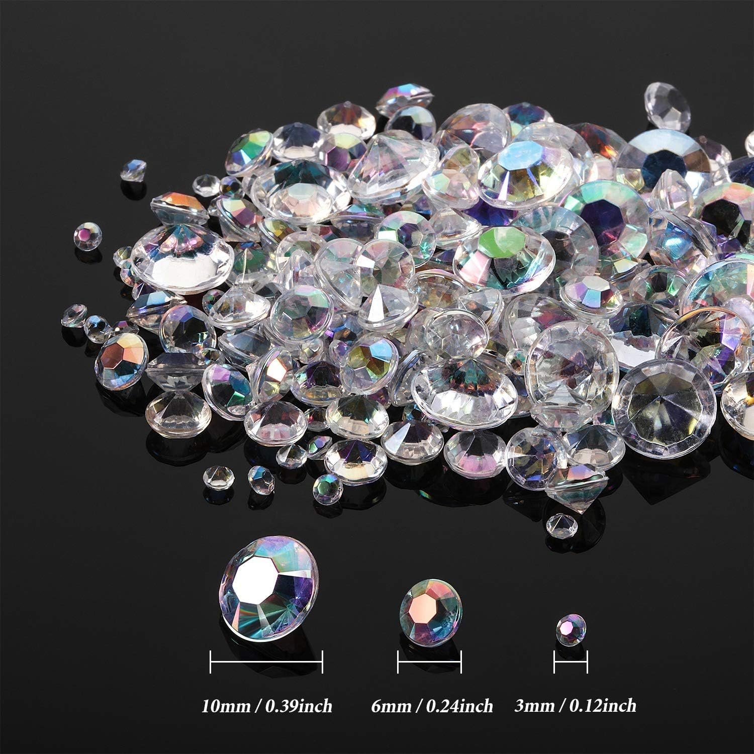 Wholesale 4000 Pieces Acrylic Diamond Crystals Gems Crystal AB 3mm 6mm 10mm Wedding Table Scattering Christmas Party Bridal Shower Masquerade Vase Fillers Supplier