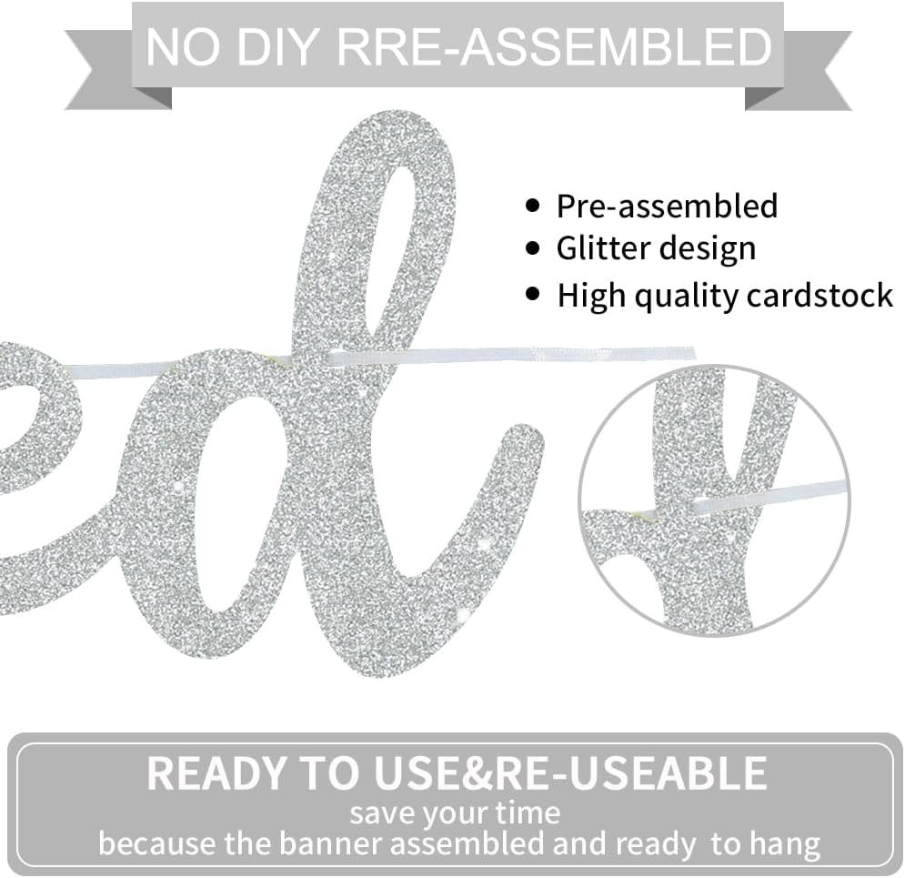 Wholesale Silvery Glitter Just Married Banner No DIY Wedding Bachelorette Bridal Engagement Party Decor Garland Supplier