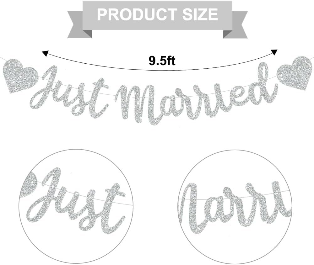 Wholesale Silvery Glitter Just Married Banner No DIY Wedding Bachelorette Bridal Engagement Party Decor Garland Supplier