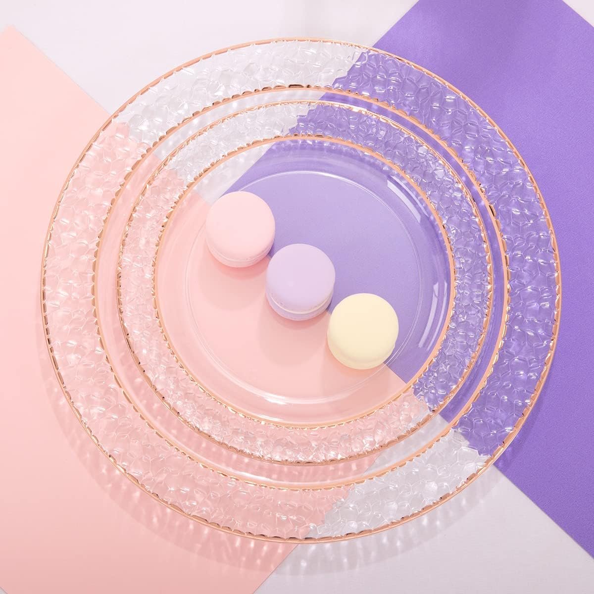 Wholesale 150PCS Rose Gold Disposable Plastic Plates and Silverware Set Includes 50 Plates 25 Forks 25 Knives 25 Spoons 25 Cups for Weddings Parties Supplier