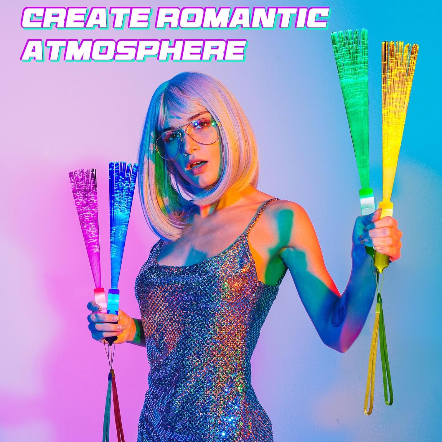 Wholesale 24 Pieces Upgraded LED Glow Fiber Optic Wands Flashing Sticks for K-pop Concerts Wedding Party Favors Mixing Colors Supplier Wholesale 24 Pieces Upgraded LED Glow Fiber Optic Wands Flashing Sticks for K-pop Concerts Wedding Party Favors Mixing Colors Supplier