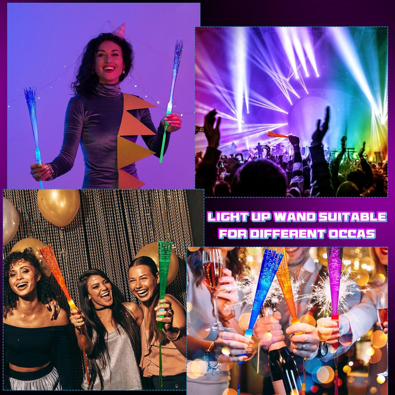 Wholesale 24 Pieces Upgraded LED Glow Fiber Optic Wands Flashing Sticks for K-pop Concerts Wedding Party Favors Mixing Colors Supplier Wholesale 24 Pieces Upgraded LED Glow Fiber Optic Wands Flashing Sticks for K-pop Concerts Wedding Party Favors Mixing Colors Supplier