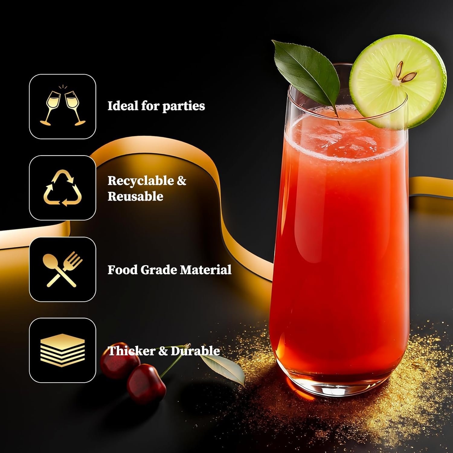 Wholesale 12 Pack 9 oz Stemless Plastic Champagne Flutes Clear Disposable Heavy Duty Shatterproof Recyclable Mimosa Glasses for Party Wine Tasting Wedding New Years Eve Supplies Supplier