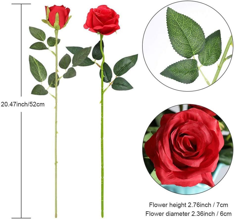 Wholesale 12PCS Realistic Silk Long Stem Artificial Red Roses Bouquet for Wedding Centerpieces Home Decor Parties Valentines Supplier