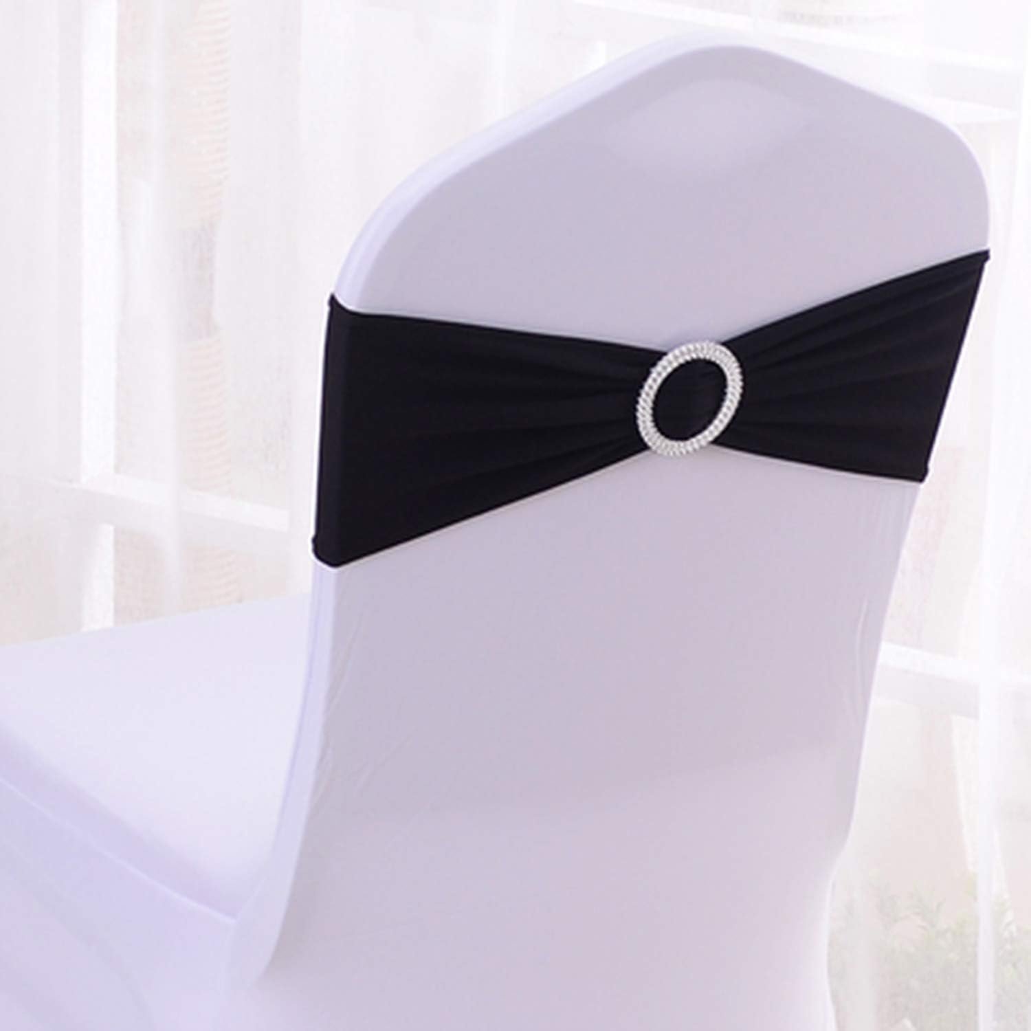 Wholesale 50 Pack Spandex Chair Sashes for Wedding Party Decoration Covers - Black Supplier Wholesale 50 Pack Spandex Chair Sashes for Wedding Party Decoration Covers - Black Supplier