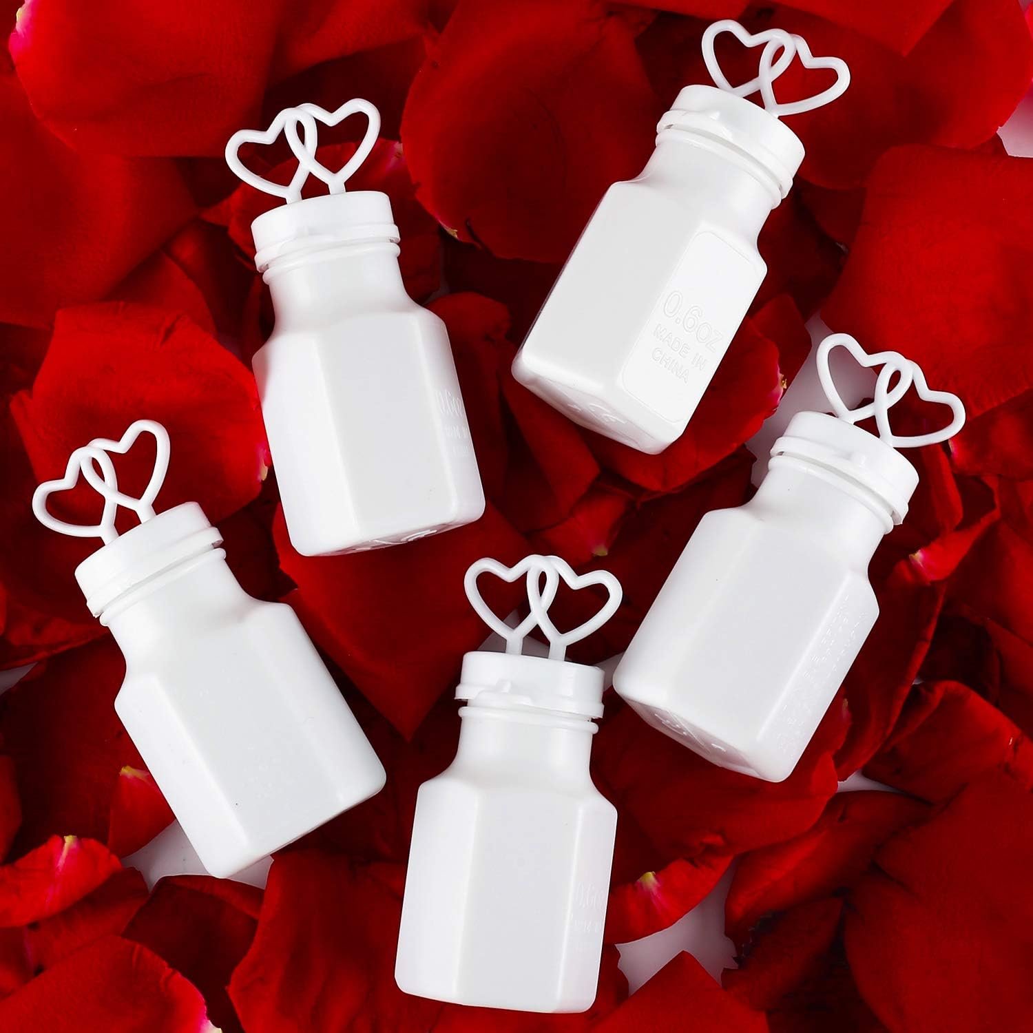 Wholesale 150 Pack Mini White Double Heart Pre-Filled Bubble Bottles - Party Favors for Weddings Anniversaries Engagements Bridal Celebrations Valentines Day Family Reunions and Gifts for Couples Boys Girls - Supplier