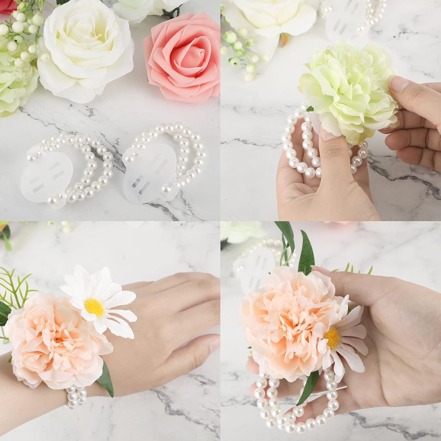 Wholesale Elastic Pearl Wrist Corsage Bracelet Stretch Wristband for Wedding Supplier Wholesale Elastic Pearl Wrist Corsage Bracelet Stretch Wristband for Wedding Supplier