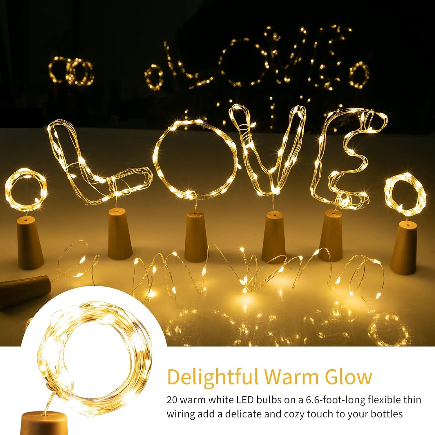 Wholesale Wine Bottle Lights with Cork 10 Pack 20 LED Waterproof Battery Operated Silver Wire Mini Fairy Lights for Liquor Bottles DIY Party Bar Christmas Wedding Décor Supplier
