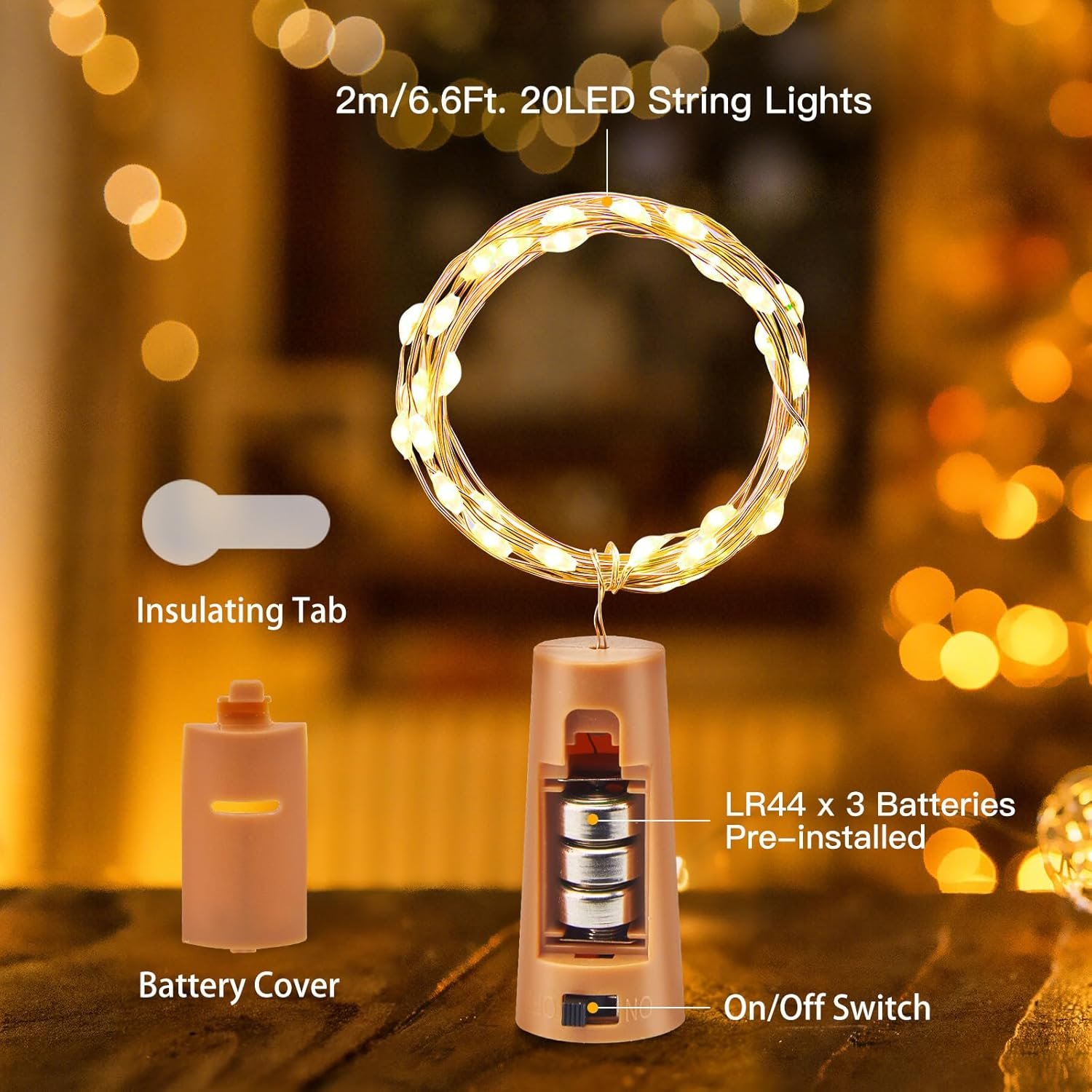 Wholesale Wine Bottle Lights with Cork 10 Pack 20 LED Waterproof Battery Operated Silver Wire Mini Fairy Lights for Liquor Bottles DIY Party Bar Christmas Wedding Décor Supplier
