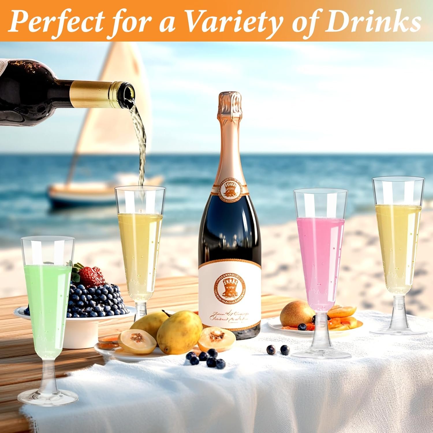 Wholesale 40 Pack 5.5 Oz Clear Disposable Plastic Champagne Flutes Glasses for Weddings Parties Events Supplier