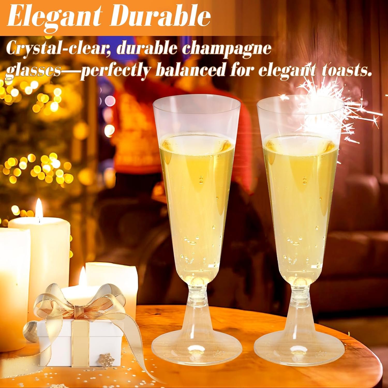 Wholesale 40 Pack 5.5 Oz Clear Disposable Plastic Champagne Flutes Glasses for Weddings Parties Events Supplier