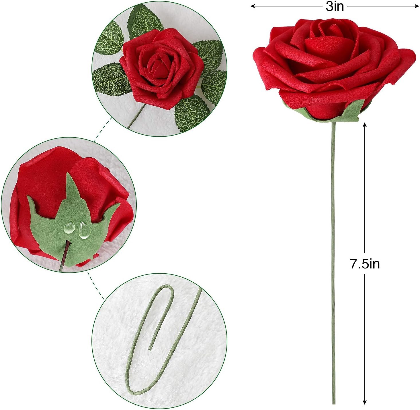 Wholesale Artificial Dark Red Roses 25pcs Realistic Fake Roses with Stems for DIY Wedding Bouquets Centerpieces Arrangements Party Baby Shower Valentines Day Christmas Tree Decorations Supplier
