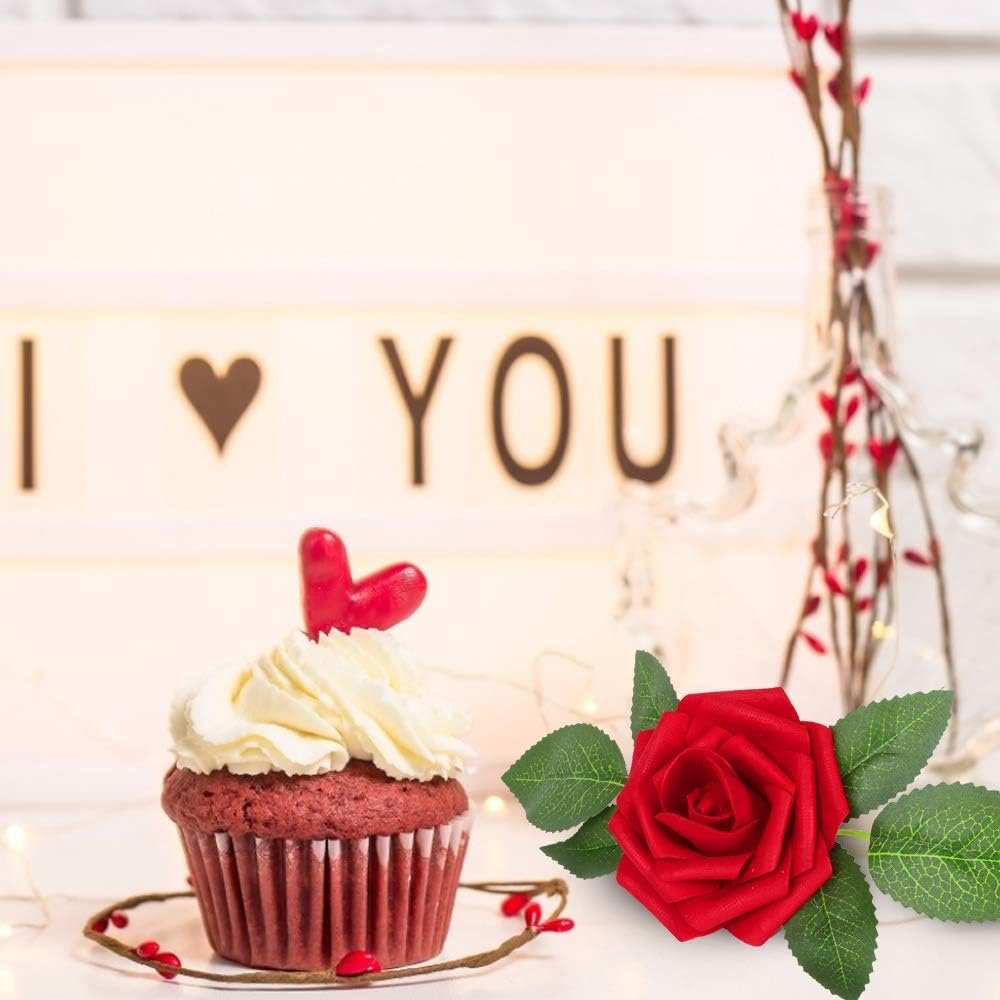 Wholesale Artificial Dark Red Roses 25pcs Realistic Fake Roses with Stems for DIY Wedding Bouquets Centerpieces Arrangements Party Baby Shower Valentines Day Christmas Tree Decorations Supplier