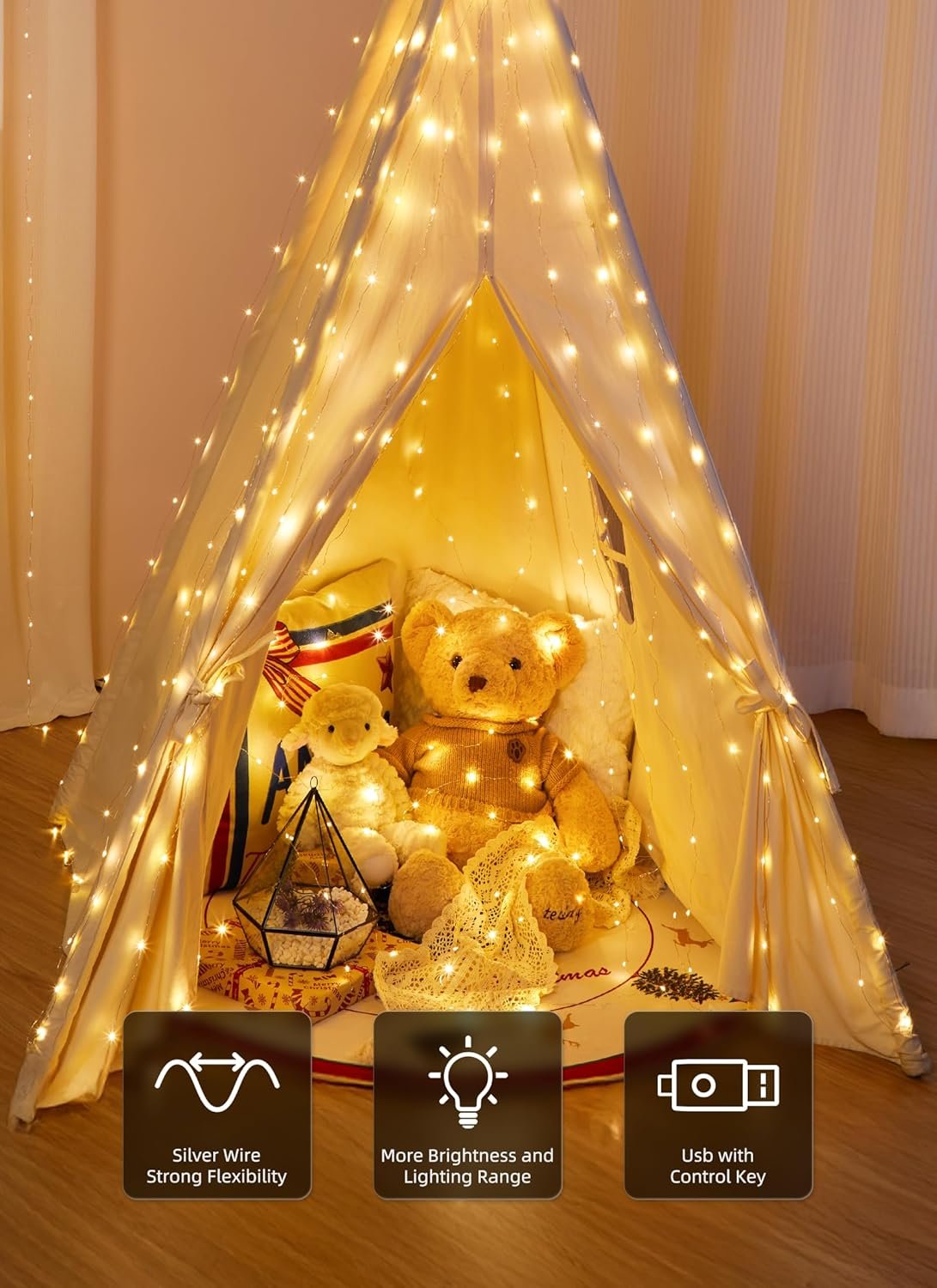 Wholesale 300 LED Fairy Curtain Lights 9.8ft x 9.8ft Warm White USB Plug-in 8 Modes Hanging String Lights with Remote for Christmas Bedroom Indoor Weddings Dorm Supplier