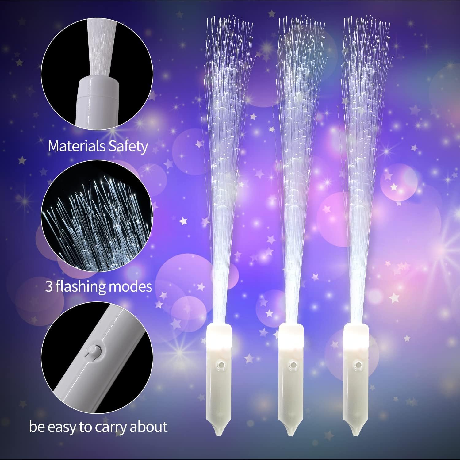 Wholesale 15 PCS White LED Fiber Optic Glow Wands 3 Light Modes Flashing Party Favors for Kids Wedding Bridal Shower Christmas Light Up Supplier Wholesale 15 PCS White LED Fiber Optic Glow Wands 3 Light Modes Flashing Party Favors for Kids Wedding Bridal Shower Christmas Light Up Supplier