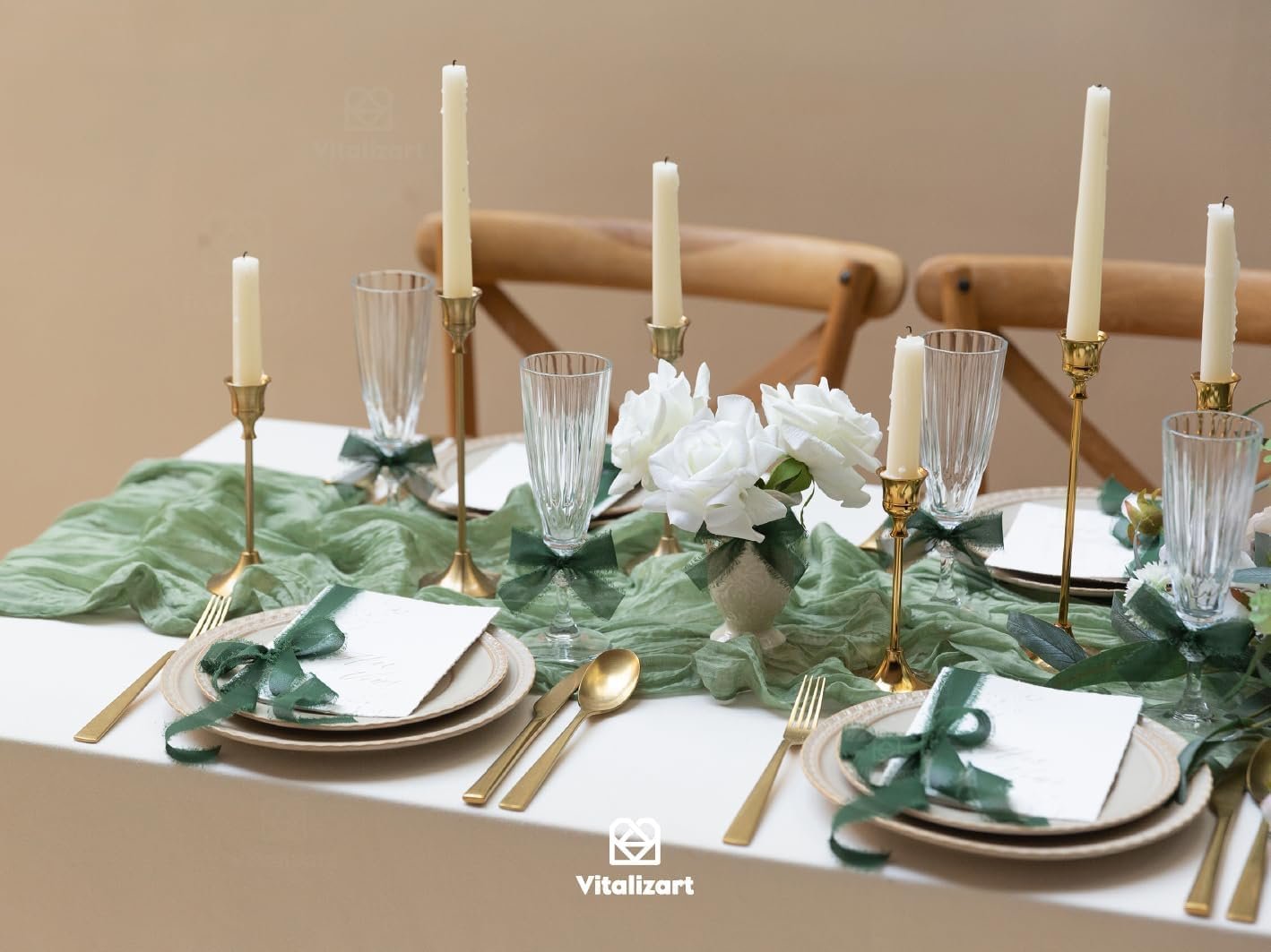 Wholesale Handmade Chiffon Silk Ribbon Fringe Green & Cream 1.5