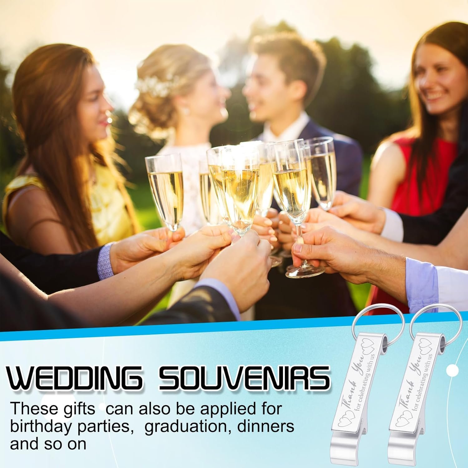 Wholesale 100 Pcs Personalized Aluminum Bottle Opener Keychain Bulk Thank You Wedding Favors Engraved Gifts for Guests Birthday Party Graduation Souvenirs Silver Supplier Wholesale 100 Pcs Personalized Aluminum Bottle Opener Keychain Bulk Thank You Wedding Favors Engraved Gifts for Guests Birthday Party Graduation Souvenirs Silver Supplier