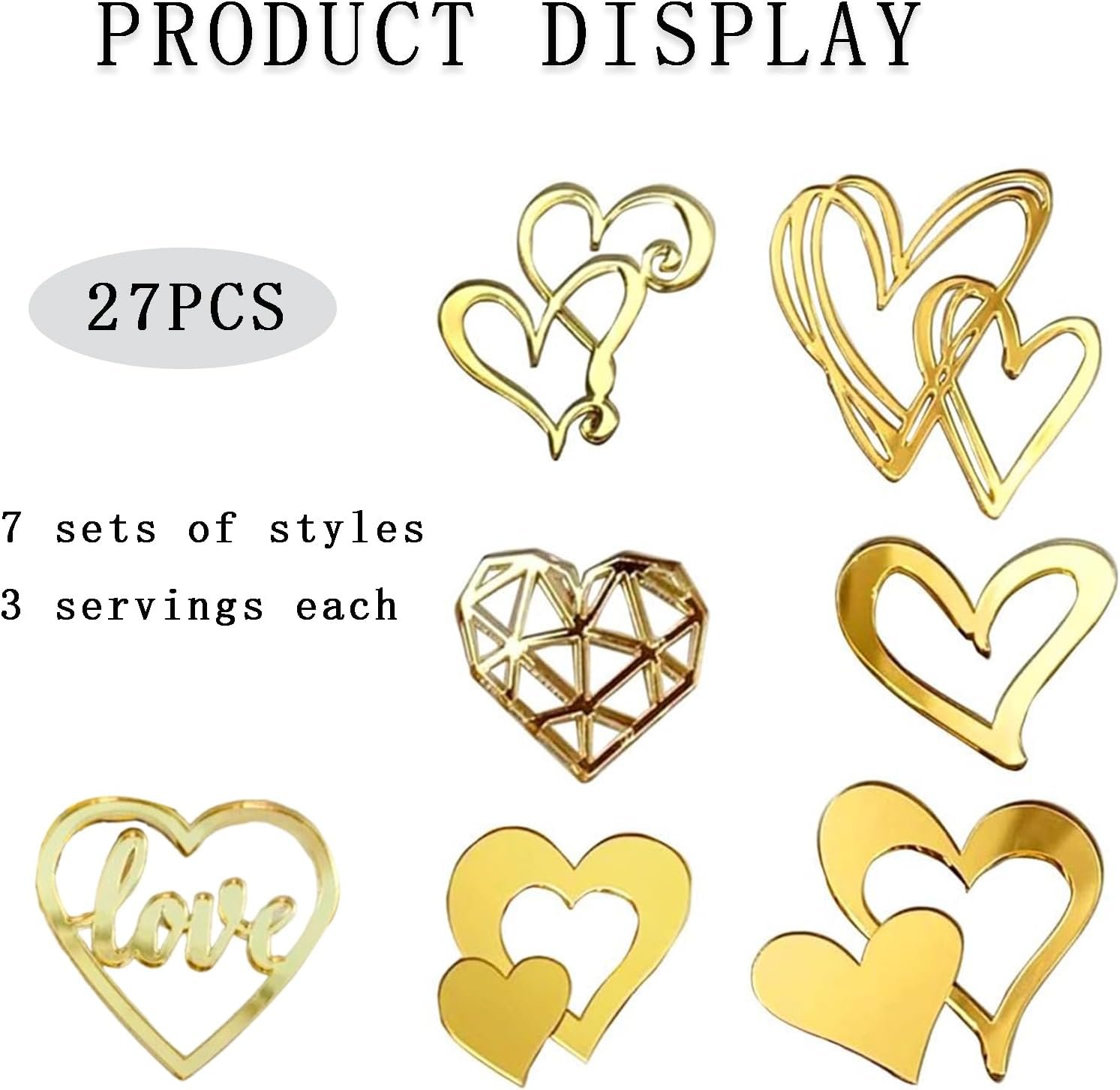 Wholesale 27 Pcs Love Heart Acrylic Cupcake Toppers Minimalist Gold Cake Decorations for Valentine's Day Anniversary Engagement Birthday Wedding Parties Supplier