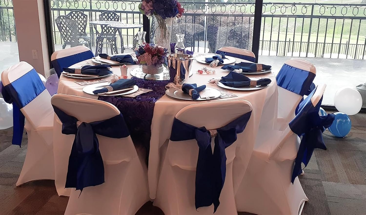 Wholesale Pack of 50 Gold Wedding Satin Chair Sashes Bows 7x108 Inch Ribbon Fabric Bands for Banquet Party Hotel Restaurant Ceremony Event Chairs Knots Ties Decorations Supplier