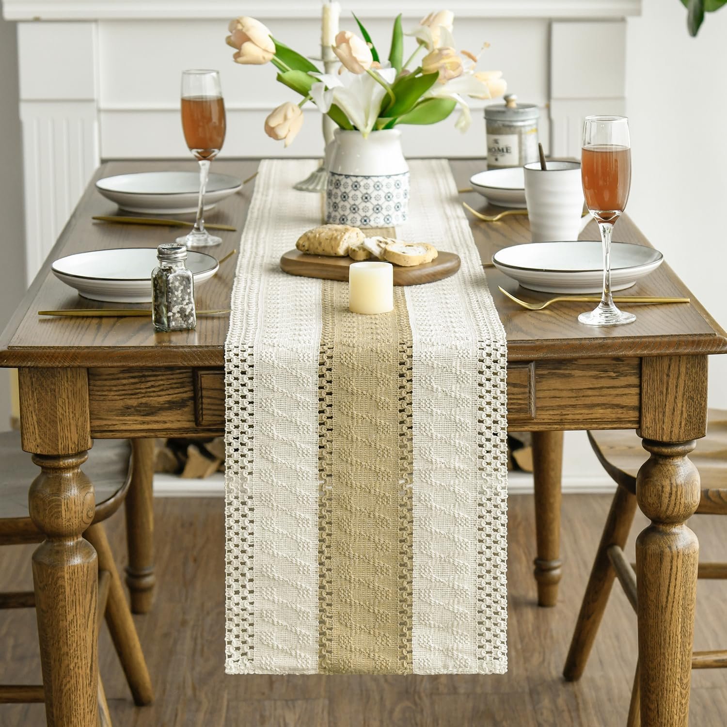 Wholesale Burlap Brown Farmhouse Rustic Table Runner Seasonal Holiday Hollow Kitchen Dining Decoration Home Party 12x72 Inch Supplier