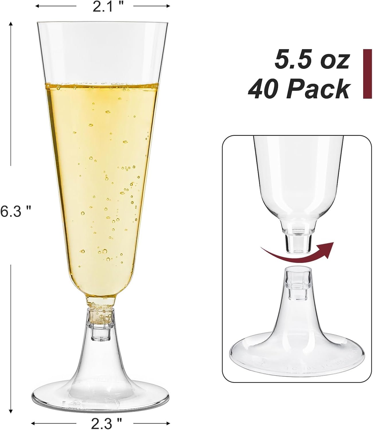 Wholesale 5.5 oz Plastic Champagne Flutes 40 Pack Disposable Clear Mimosa Glasses for Valentine's Day Weddings Buffets Supplier Wholesale 5.5 oz Plastic Champagne Flutes 40 Pack Disposable Clear Mimosa Glasses for Valentine's Day Weddings Buffets Supplier