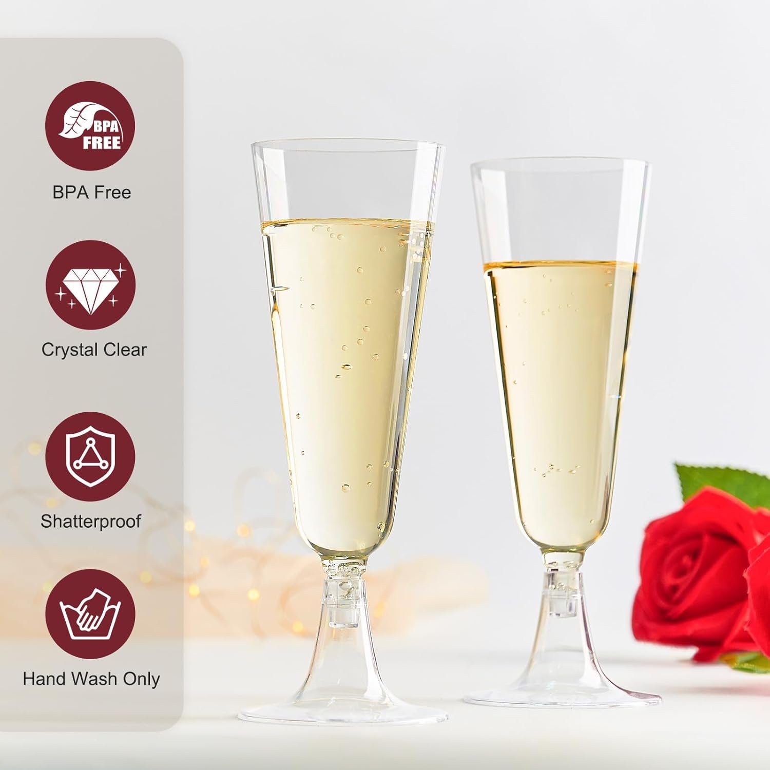 Wholesale 5.5 oz Plastic Champagne Flutes 40 Pack Disposable Clear Mimosa Glasses for Valentine's Day Weddings Buffets Supplier Wholesale 5.5 oz Plastic Champagne Flutes 40 Pack Disposable Clear Mimosa Glasses for Valentine's Day Weddings Buffets Supplier