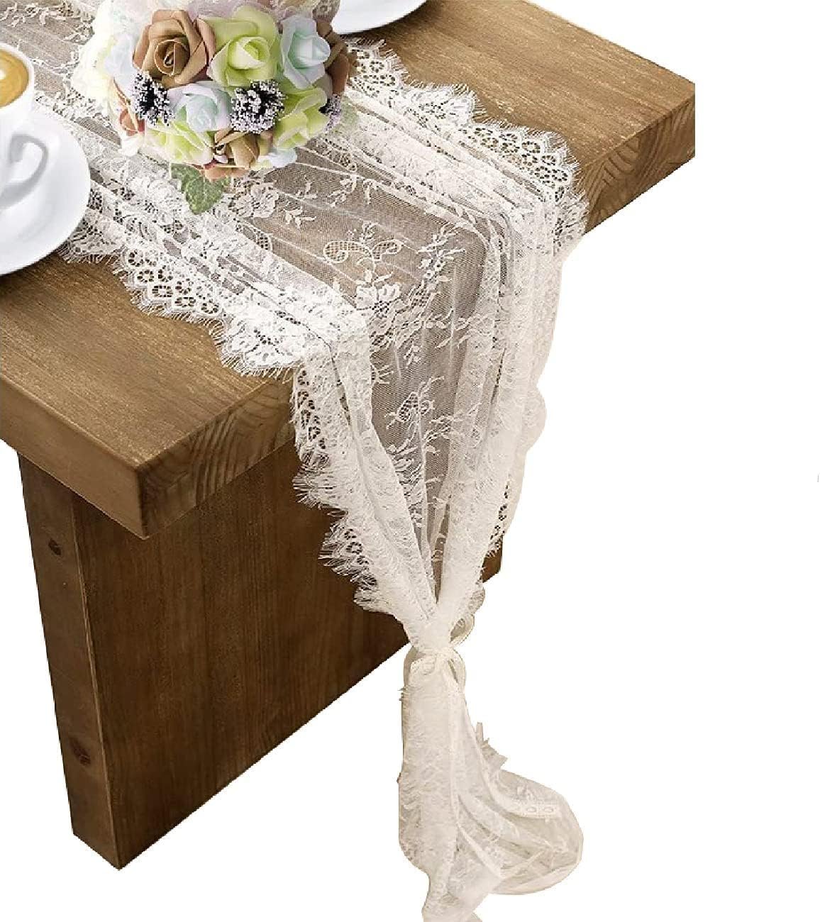 Wholesale 3 Pcs White Lace Embroidered Boho Table Runners 14 x 120 Inch for Wedding Party Bridal Shower Vintage Rustic Decorations Supplier