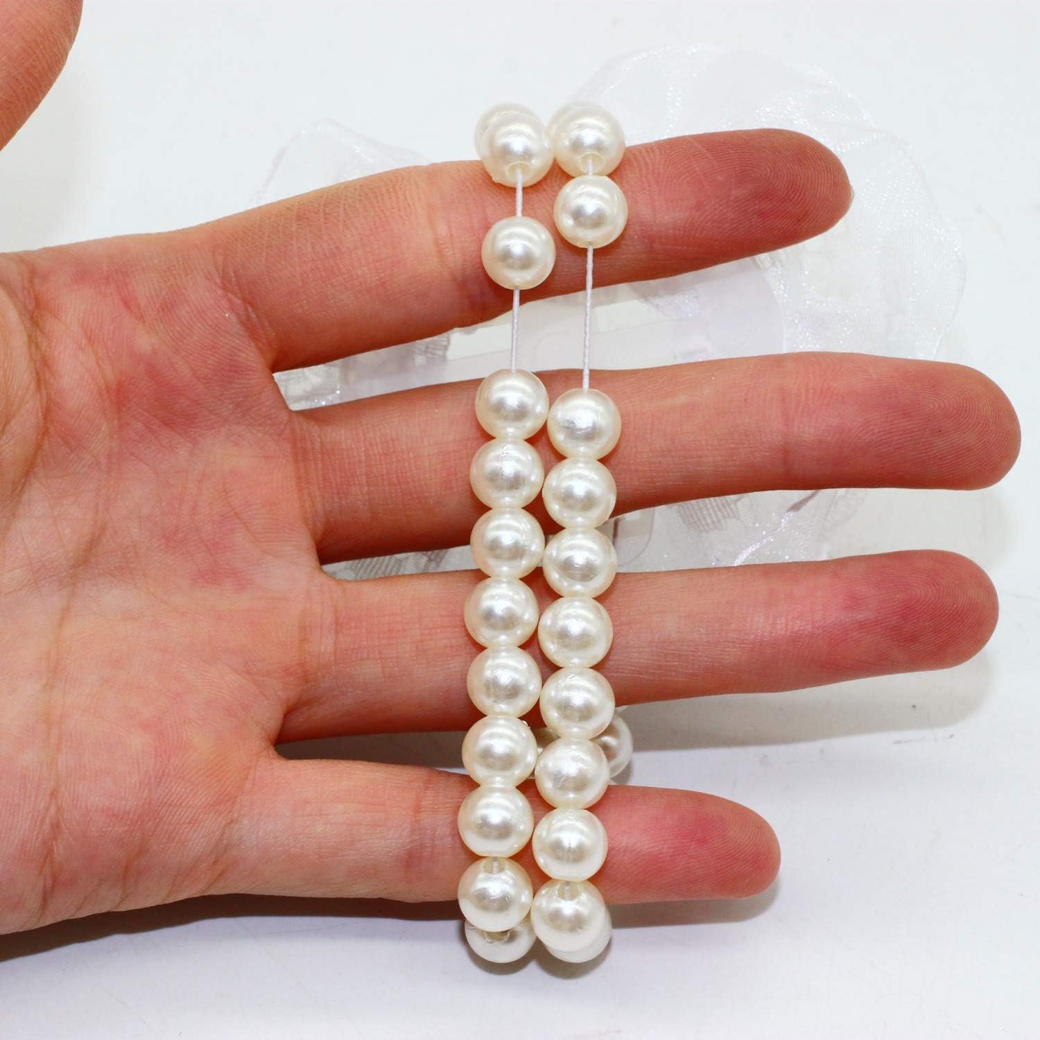 Wholesale Set of 10 Elastic Pearl Wrist Corsage Bands DIY Flower Hand Corsages Bracelets Accessories for Wedding Festival Beach Party Prom White Supplier