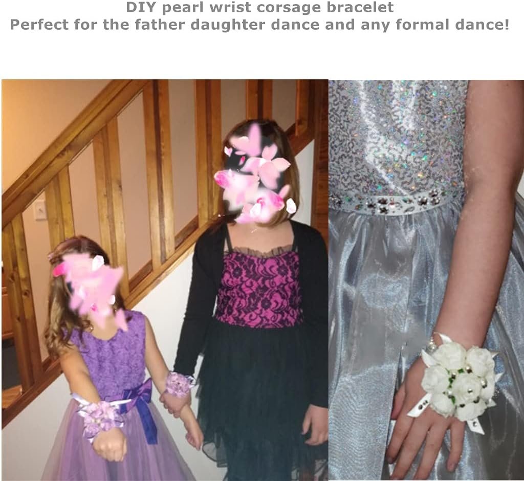 Wholesale Set of 10 Elastic Pearl Wrist Corsage Bands DIY Flower Hand Corsages Bracelets Accessories for Wedding Festival Beach Party Prom White Supplier