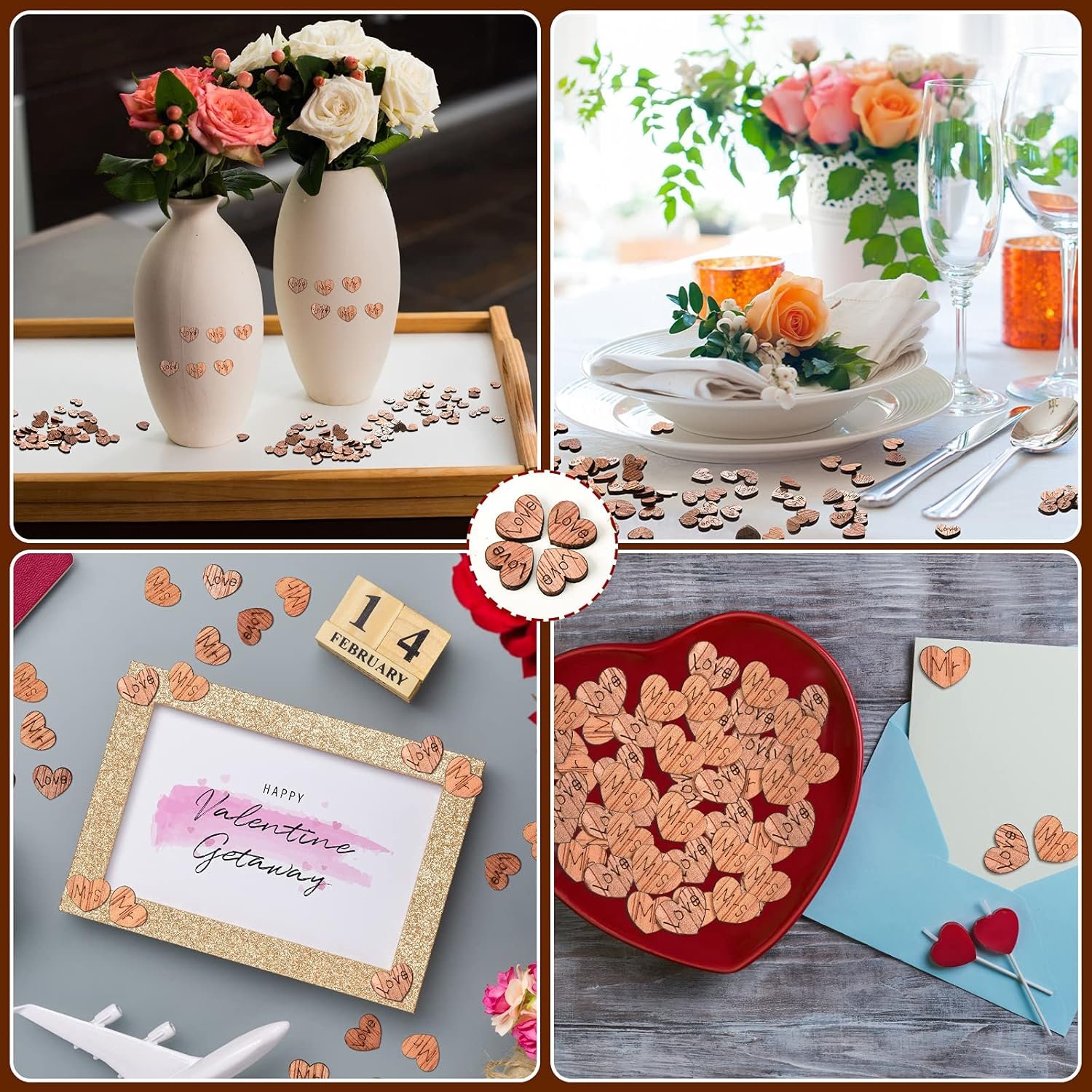 Wholesale 1000 Pcs Small Wooden Heart Confetti Rustic Valentine's Day Table Decor Mr Mrs Love Cake Topper Wedding Party Gift Cute Style Supplier