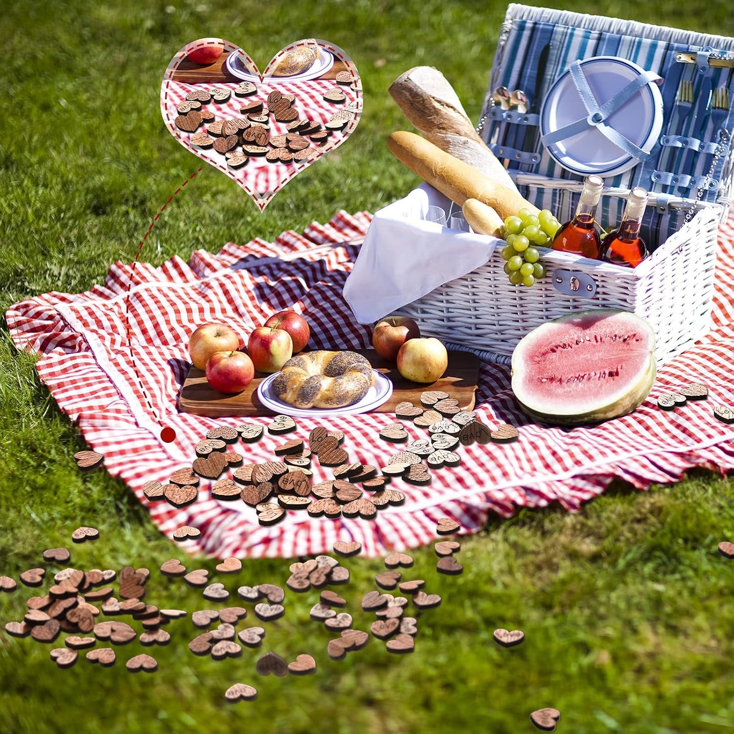 Wholesale 1000 Pcs Small Wooden Heart Confetti Rustic Valentine's Day Table Decor Mr Mrs Love Cake Topper Wedding Party Gift Cute Style Supplier