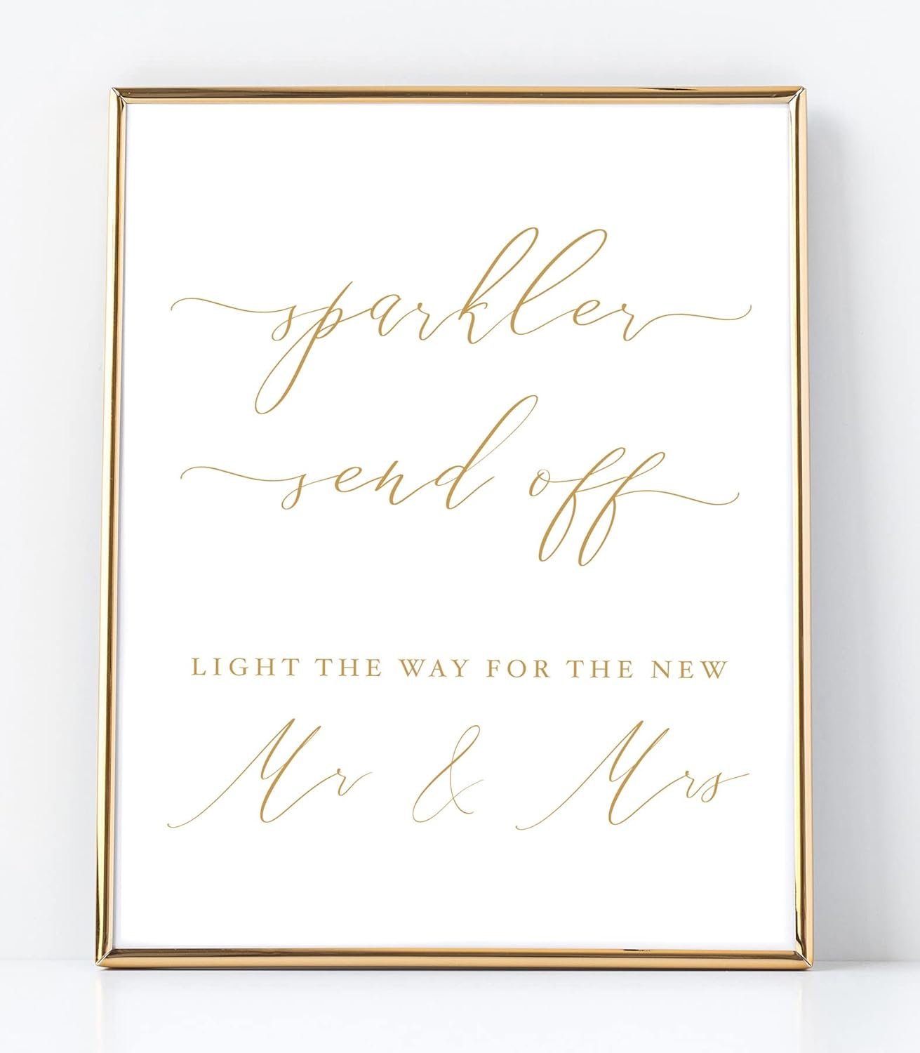 Sparkler Send Off Sign for Wedding Reception, White Sign with Gold Lettering, Professional Thick Linen Cardstock, White Wedding Decoration with Elegant Minimalist Style