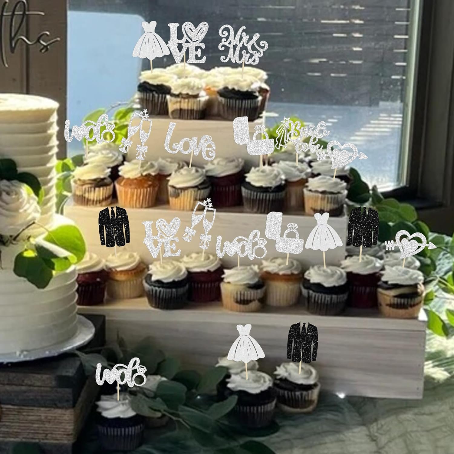 Wholesale 30Pcs Glitter Diamond Ring Bride to Be Cupcake Toppers Love I Do Picks for Miss to Mrs Bridal Shower Wedding Engagement Bachelorette Party Decorations Silver Supplier