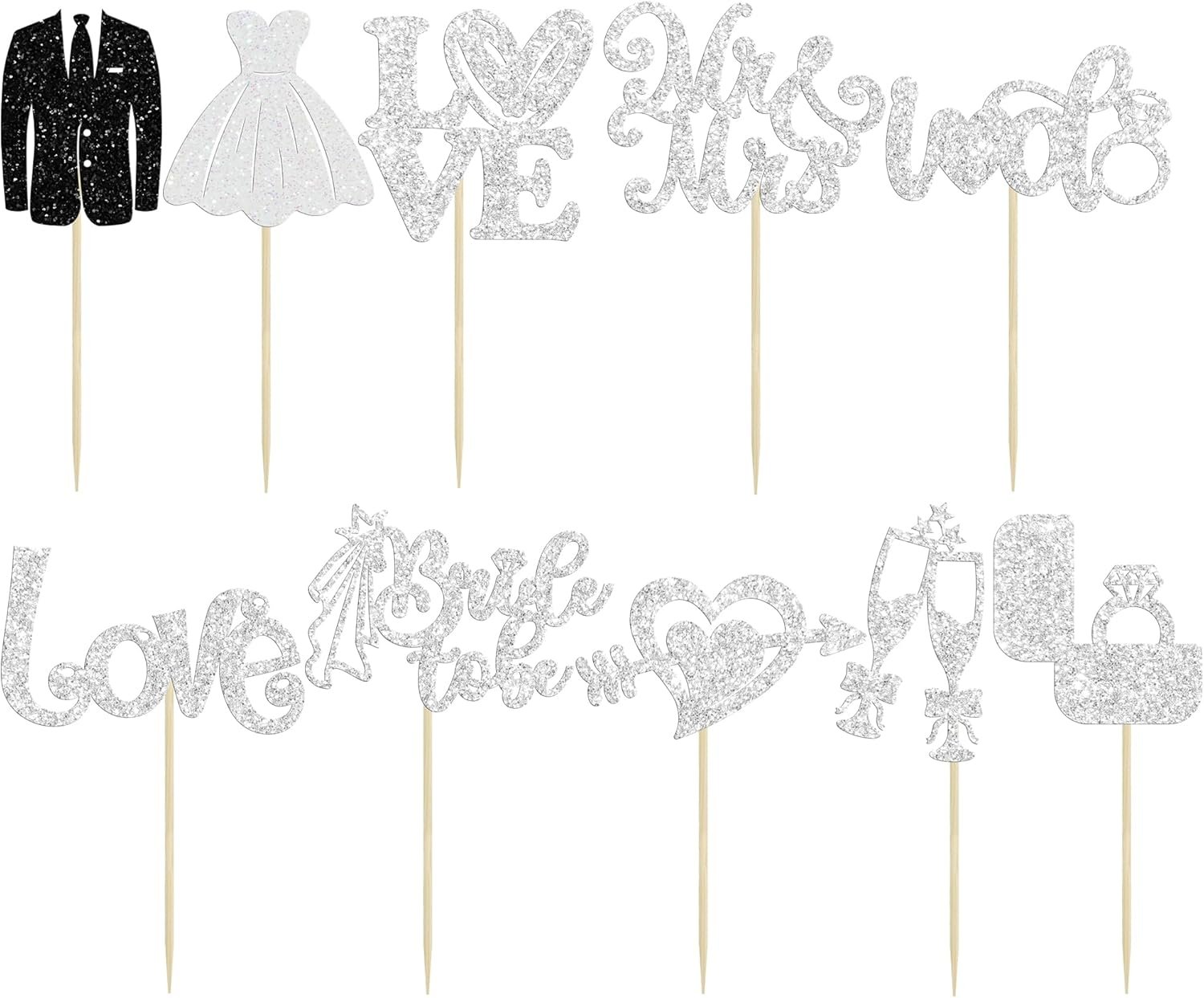 Wholesale 30Pcs Glitter Diamond Ring Bride to Be Cupcake Toppers Love I Do Picks for Miss to Mrs Bridal Shower Wedding Engagement Bachelorette Party Decorations Silver Supplier