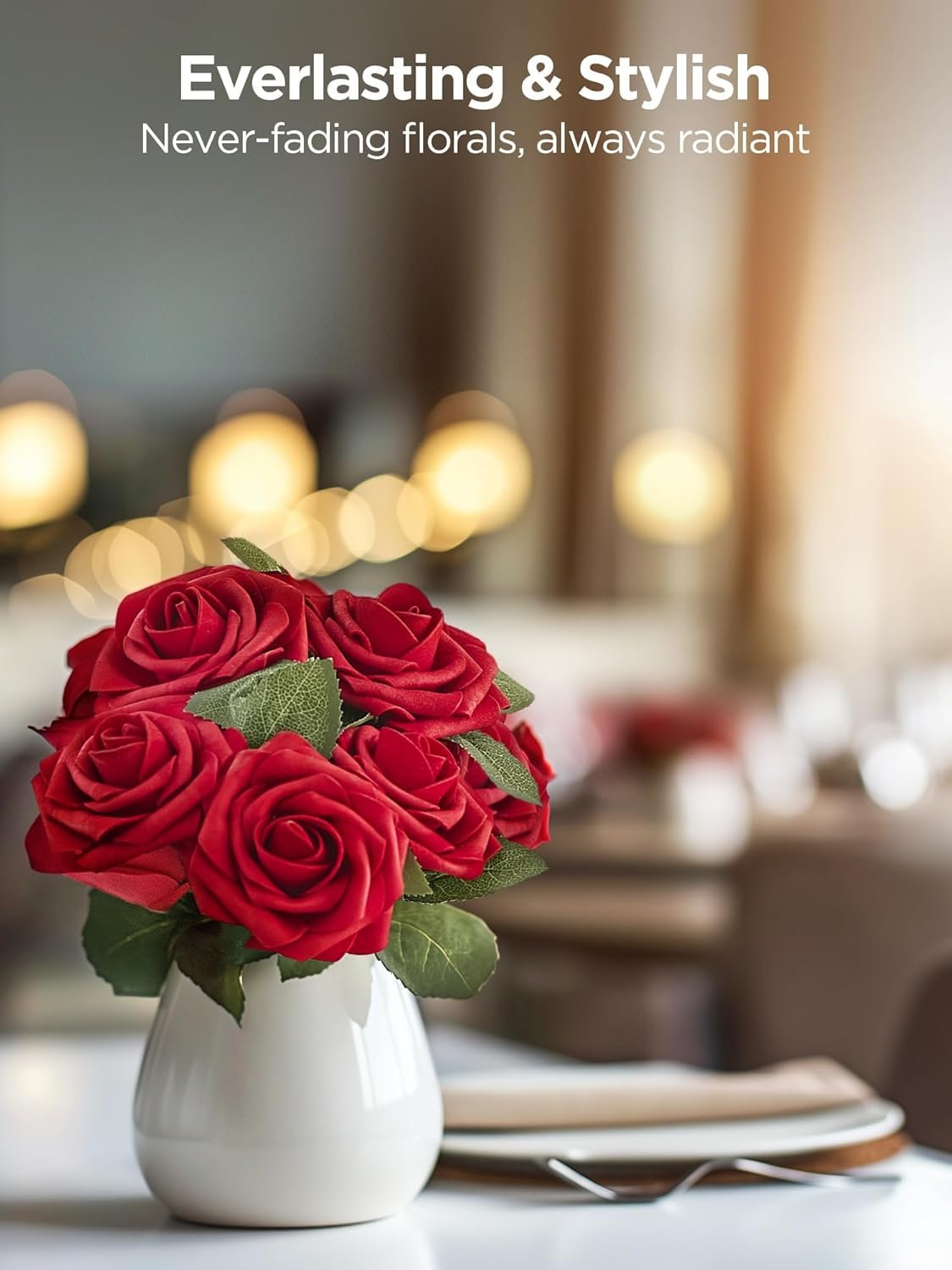 Wholesale 50 Pcs Dark Red Foam Fake Roses Artificial Flowers Bulk with Stems for DIY Wedding Bouquets Centerpieces Valentine's Decoration Bridal Shower Party Christmas Supplier