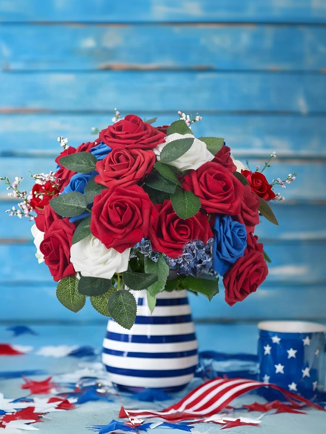 Wholesale 50 Pcs Dark Red Foam Fake Roses Artificial Flowers Bulk with Stems for DIY Wedding Bouquets Centerpieces Valentine's Decoration Bridal Shower Party Christmas Supplier