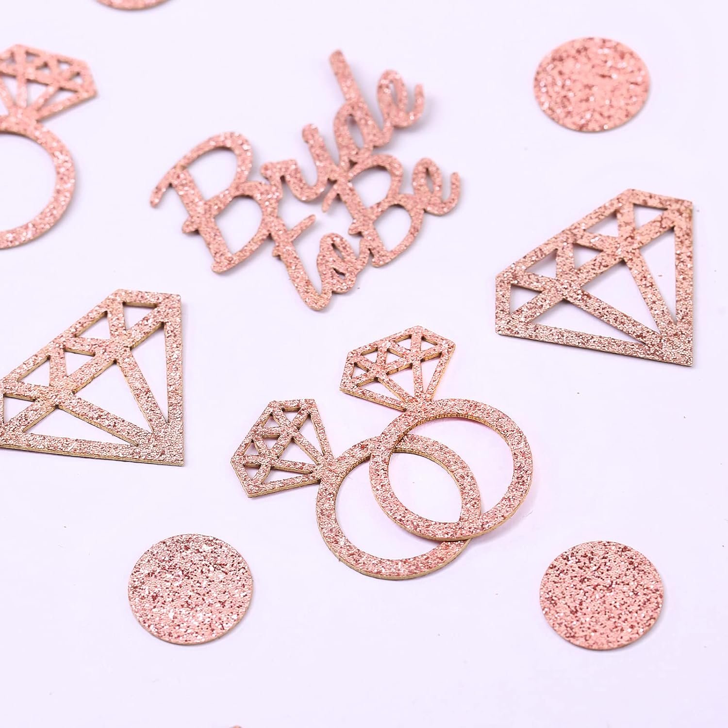 Wholesale 300pcs Rose Gold Table Glitter Confetti Diamond Ring Circle Designs for Bridal Shower Engagement Party Wedding Bachelorette Supplies Supplier