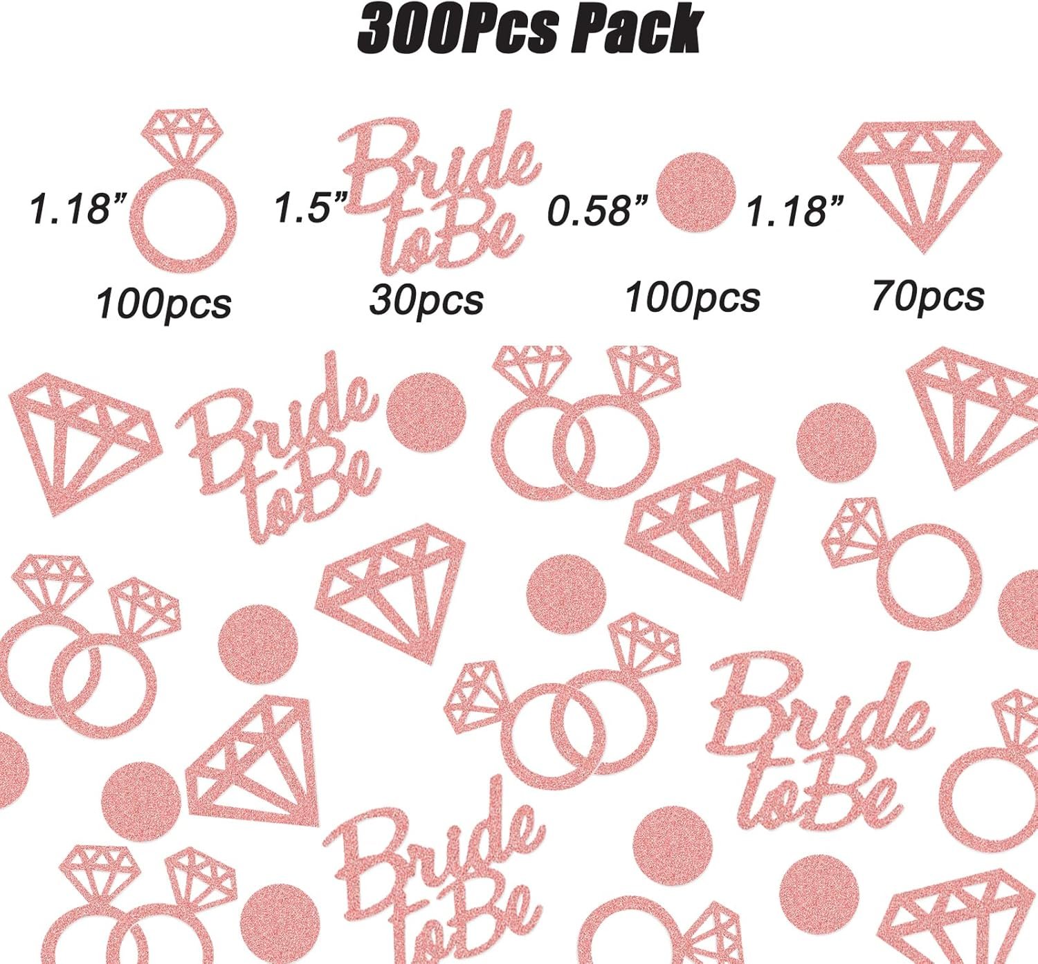 Wholesale 300pcs Rose Gold Table Glitter Confetti Diamond Ring Circle Designs for Bridal Shower Engagement Party Wedding Bachelorette Supplies Supplier