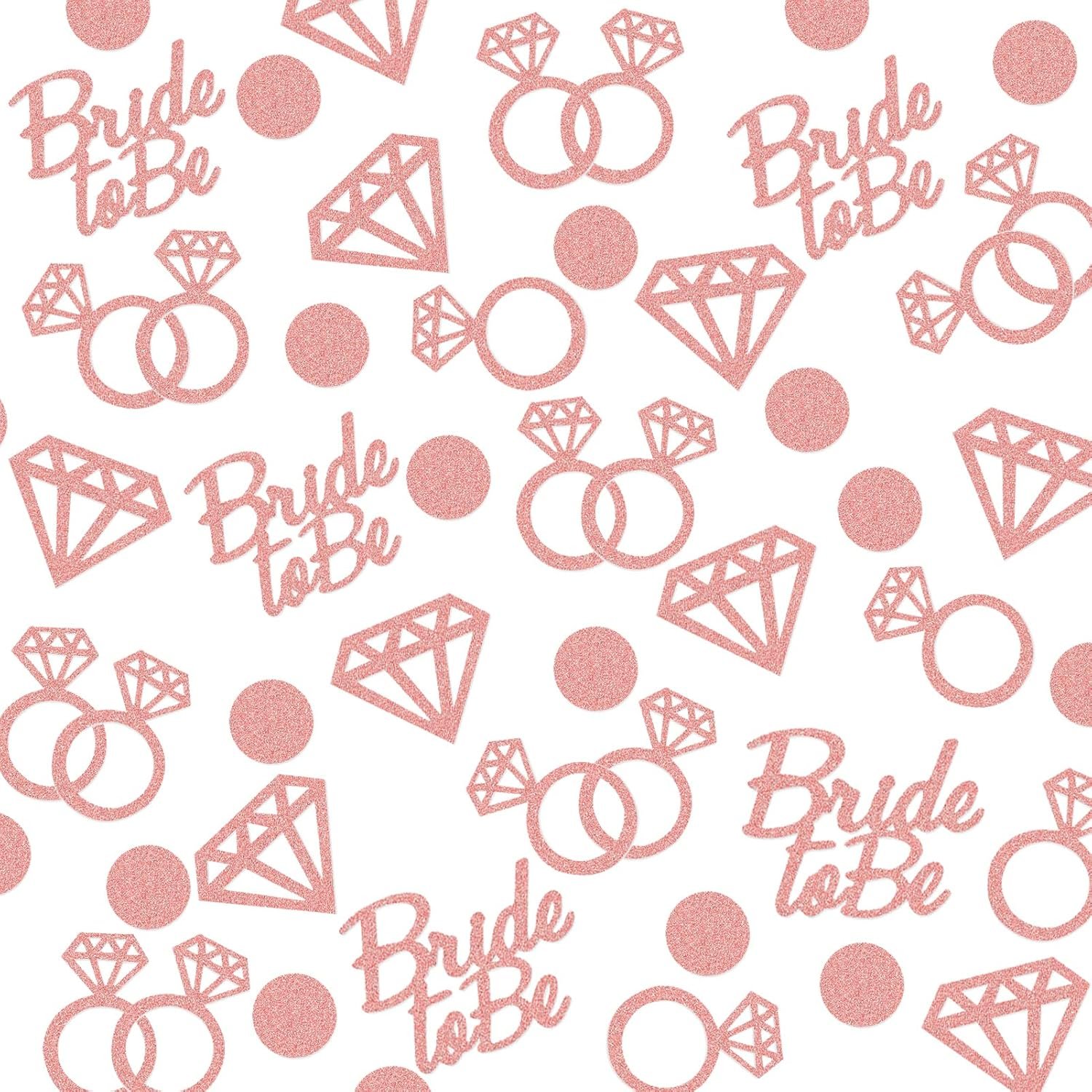 Wholesale 300pcs Rose Gold Table Glitter Confetti Diamond Ring Circle Designs for Bridal Shower Engagement Party Wedding Bachelorette Supplies Supplier