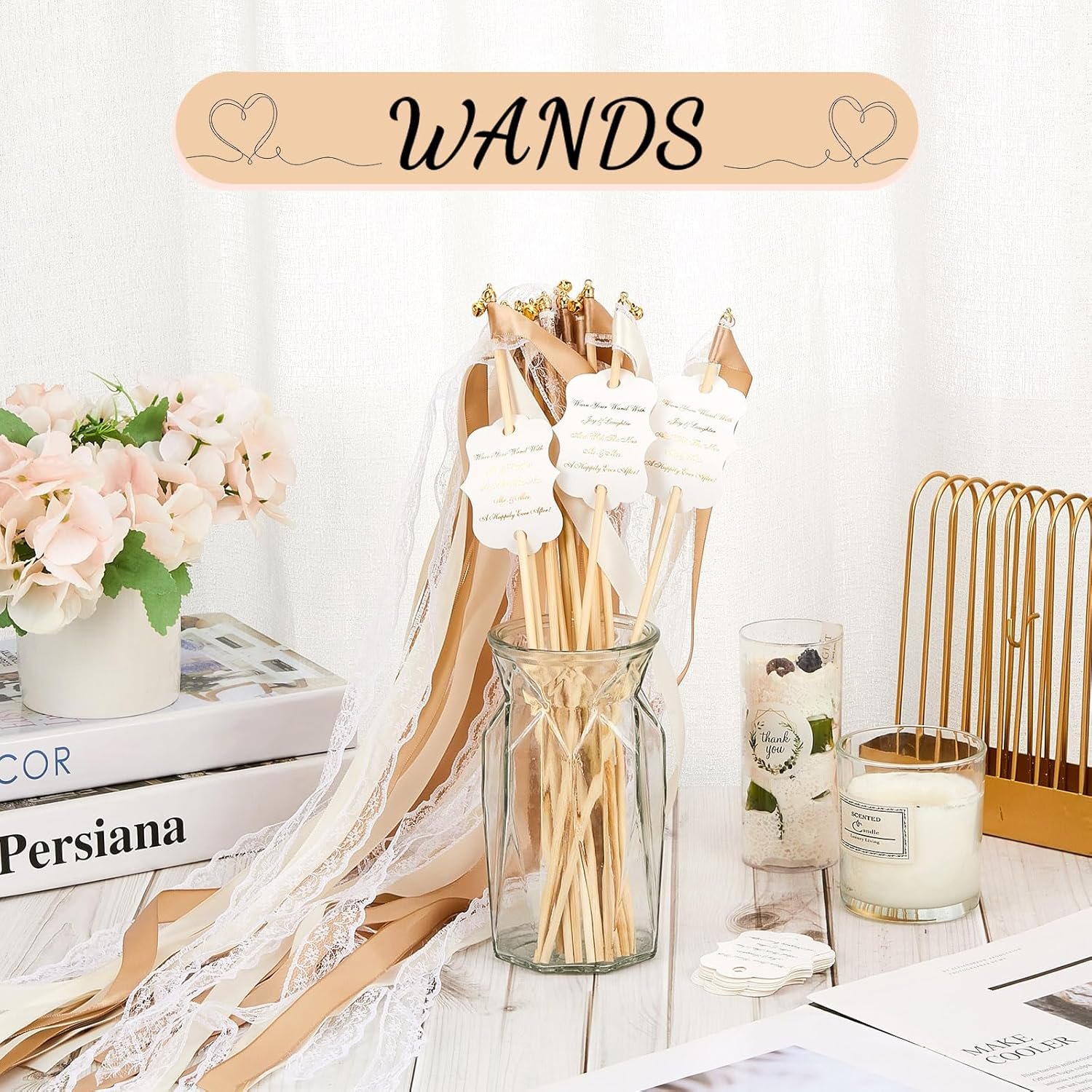 Wholesale 100 Pieces Ribbon Stick Wands with Lace Bells and Wedding Send Off Tags Gold Fairy Wand Streamers for Bridal Shower Parties Holiday Celebrations (Beige Light Brown) Supplier Wholesale 100 Pieces Ribbon Stick Wands with Lace Bells and Wedding Send Off Tags Gold Fairy Wand Streamers for Bridal Shower Parties Holiday Celebrations (Beige Light Brown) Supplier