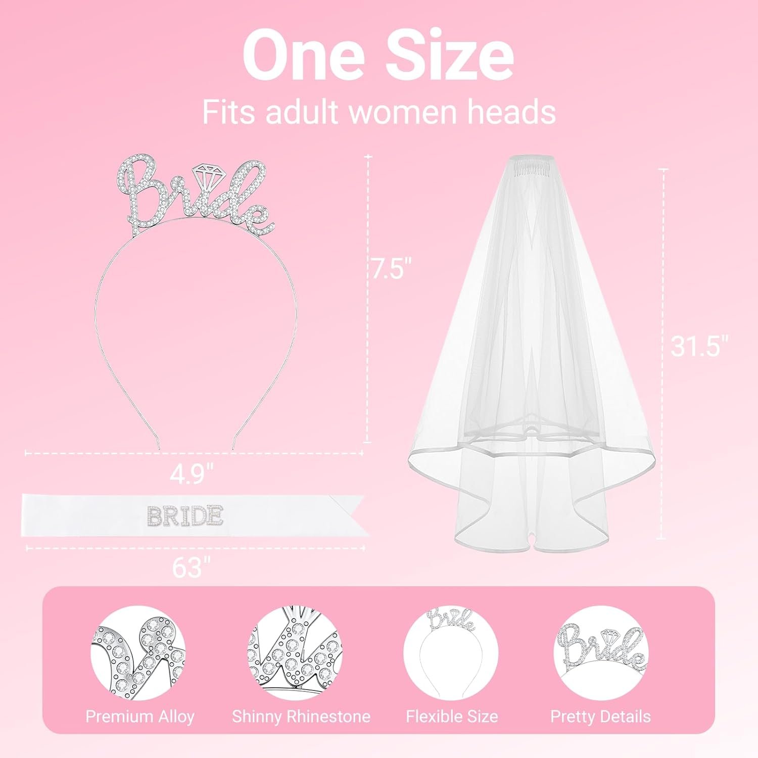 Wholesale 3Pcs Bride to Be Headband with Sash and Veil for Bachelorette Party Decorations Bridal Shower Accessories Gifts Favors in Silver Supplier Wholesale 3Pcs Bride to Be Headband with Sash and Veil for Bachelorette Party Decorations Bridal Shower Accessories Gifts Favors in Silver Supplier