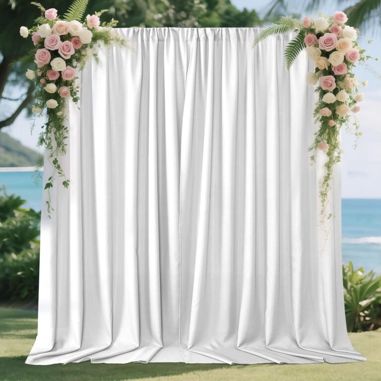 Wholesale White Wrinkle Free Polyester Curtain Backdrops 5ft x 10ft Fabric Drape 2 Panels with Rod Pockets for Wedding Parties Photos Birthdays Supplier
