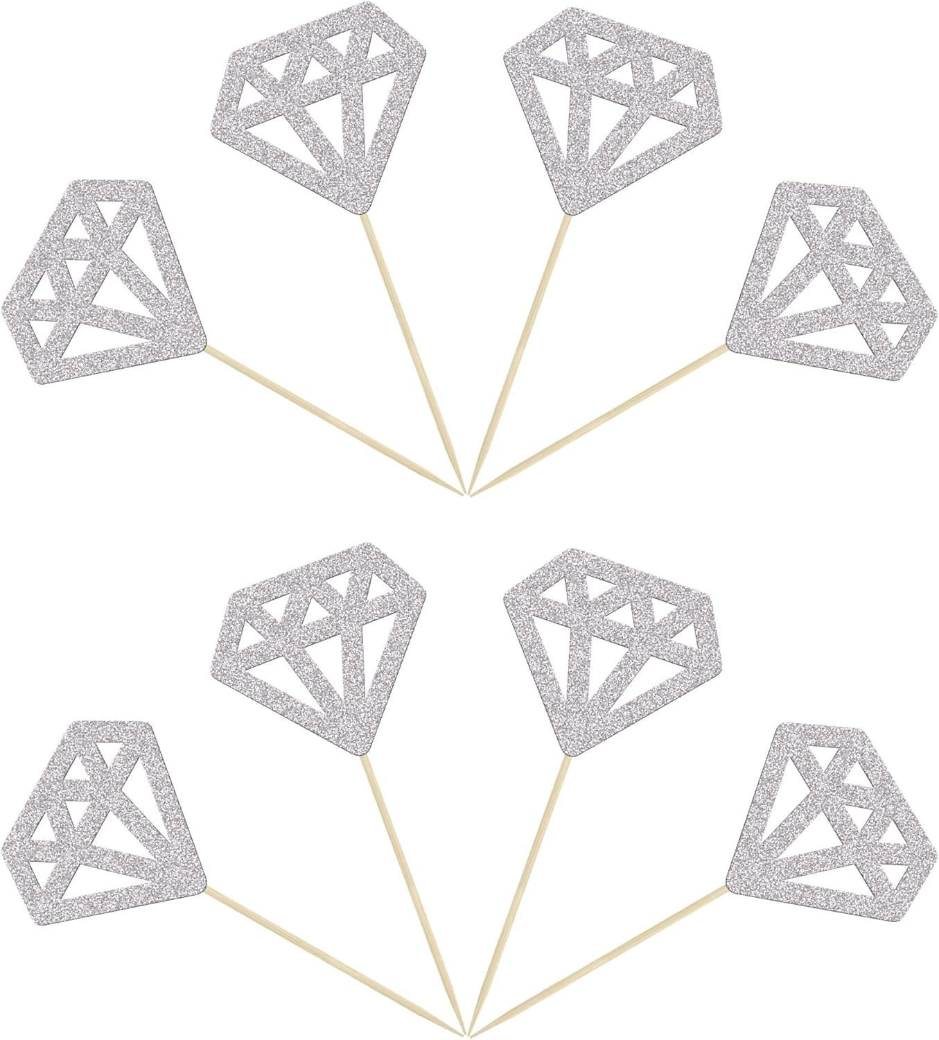 Wholesale 24Pcs Silver Glitter Diamond Wedding Ring Cupcake Toppers Picks for Marriage Engagement Anniversary Valentines Party Cake Decorations Supplier Wholesale 24Pcs Silver Glitter Diamond Wedding Ring Cupcake Toppers Picks for Marriage Engagement Anniversary Valentines Party Cake Decorations Supplier