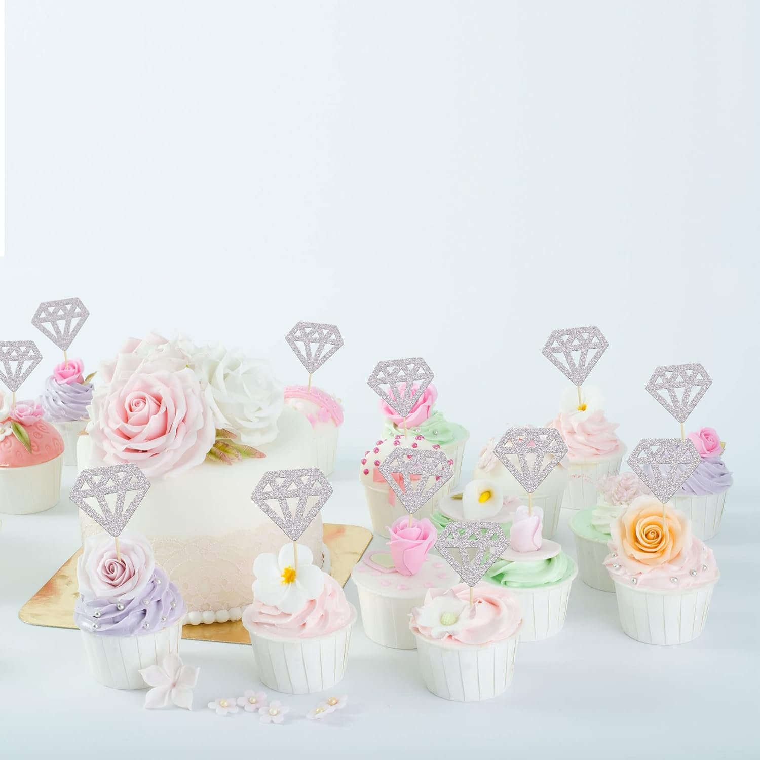 Wholesale 24Pcs Silver Glitter Diamond Wedding Ring Cupcake Toppers Picks for Marriage Engagement Anniversary Valentines Party Cake Decorations Supplier Wholesale 24Pcs Silver Glitter Diamond Wedding Ring Cupcake Toppers Picks for Marriage Engagement Anniversary Valentines Party Cake Decorations Supplier