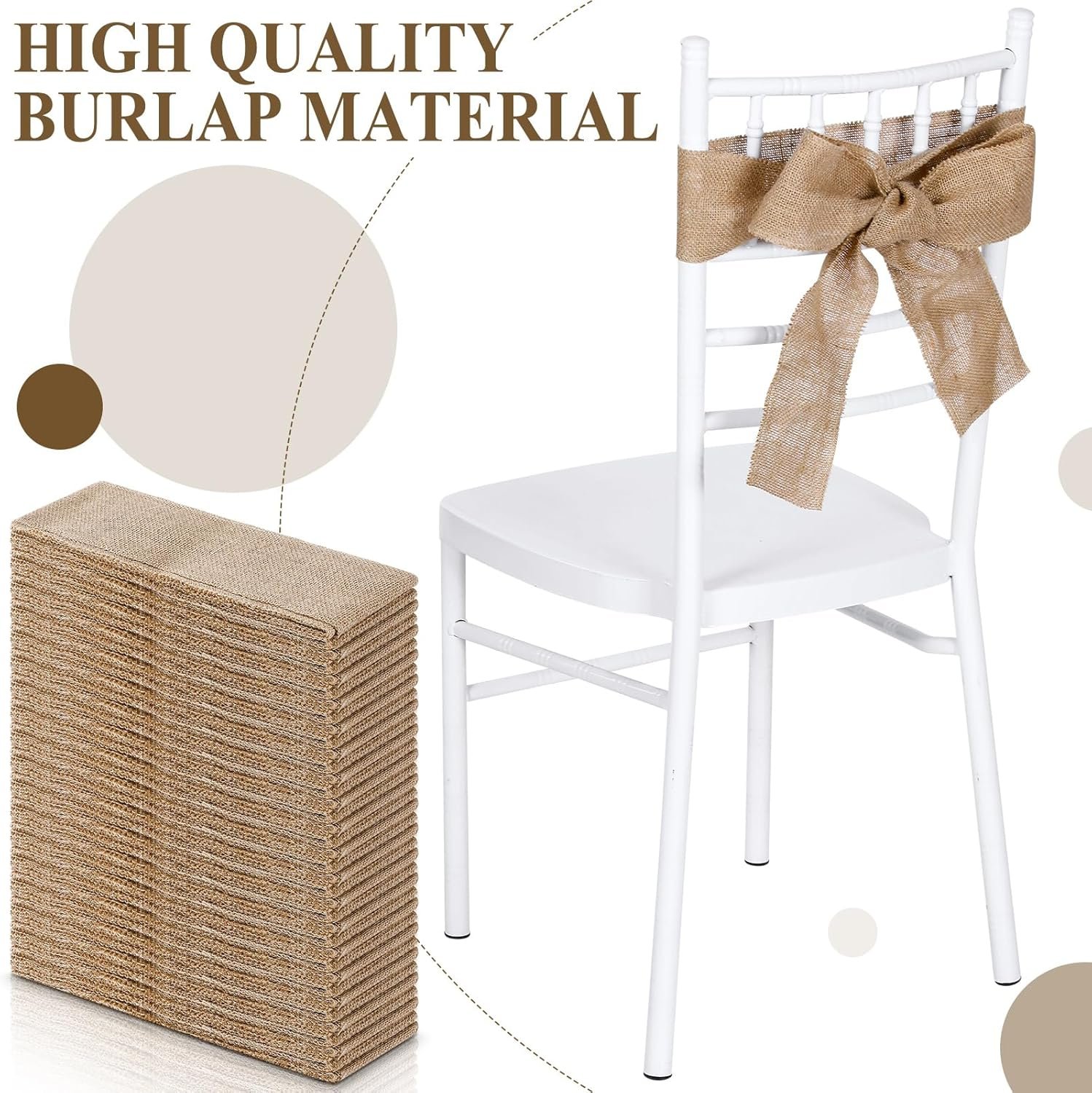 Wholesale 24 Pcs Burlap Chair Sashes Natural Jute Bow Ribbon Ties for Rustic Country Wedding Farmhouse Vintage Party Reception Decoration 3.9inch x 7.87ft Supplier Wholesale 24 Pcs Burlap Chair Sashes Natural Jute Bow Ribbon Ties for Rustic Country Wedding Farmhouse Vintage Party Reception Decoration 3.9inch x 7.87ft Supplier