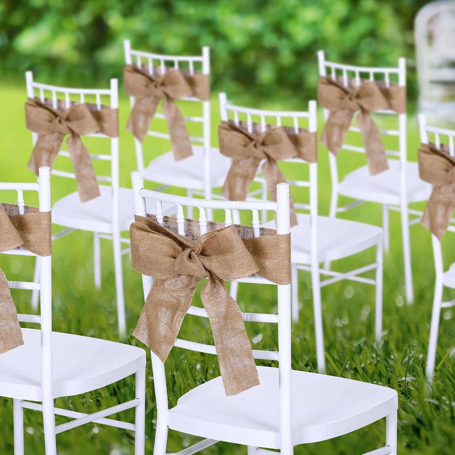 Wholesale 24 Pcs Burlap Chair Sashes Natural Jute Bow Ribbon Ties for Rustic Country Wedding Farmhouse Vintage Party Reception Decoration 3.9inch x 7.87ft Supplier Wholesale 24 Pcs Burlap Chair Sashes Natural Jute Bow Ribbon Ties for Rustic Country Wedding Farmhouse Vintage Party Reception Decoration 3.9inch x 7.87ft Supplier