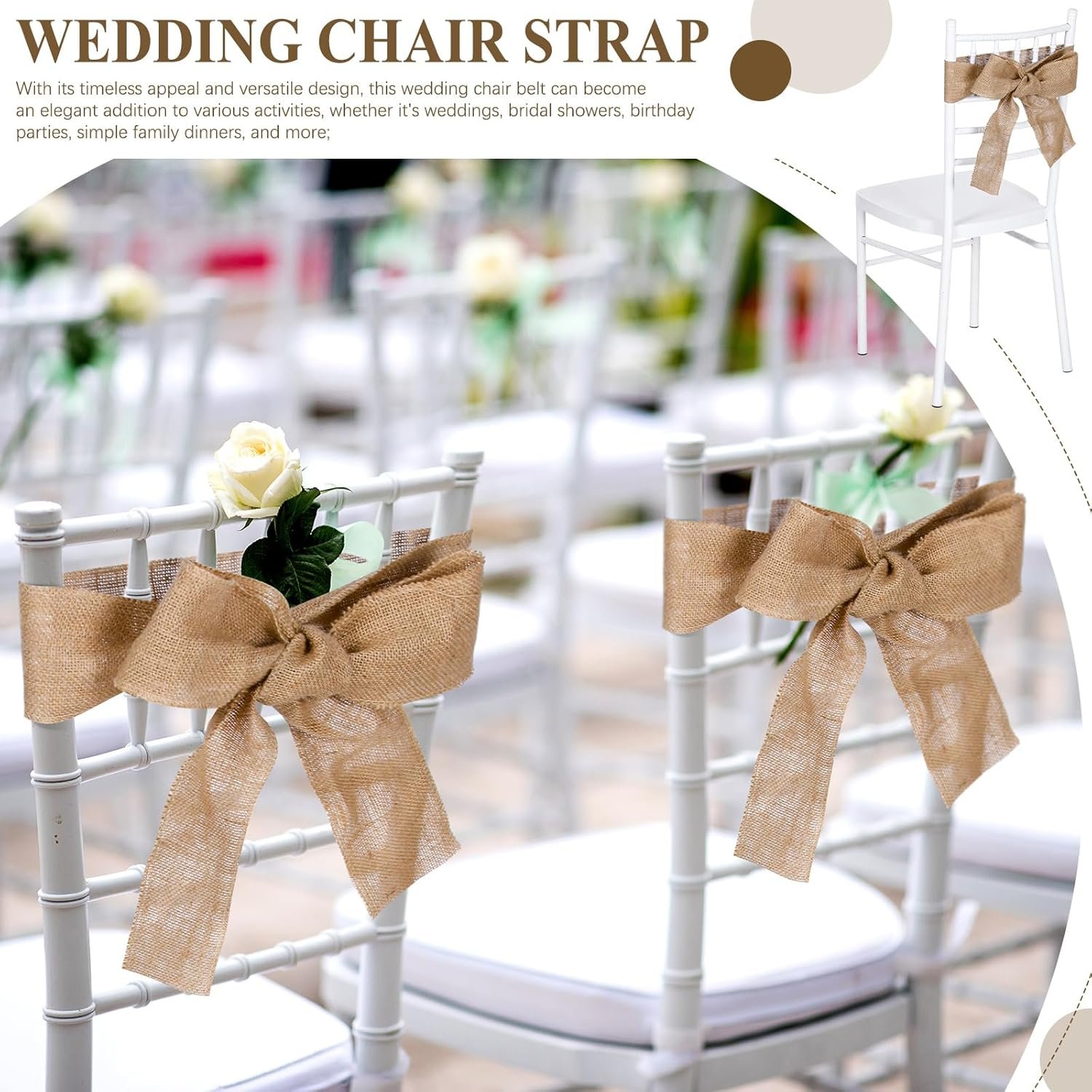 Wholesale 24 Pcs Burlap Chair Sashes Natural Jute Bow Ribbon Ties for Rustic Country Wedding Farmhouse Vintage Party Reception Decoration 3.9inch x 7.87ft Supplier Wholesale 24 Pcs Burlap Chair Sashes Natural Jute Bow Ribbon Ties for Rustic Country Wedding Farmhouse Vintage Party Reception Decoration 3.9inch x 7.87ft Supplier