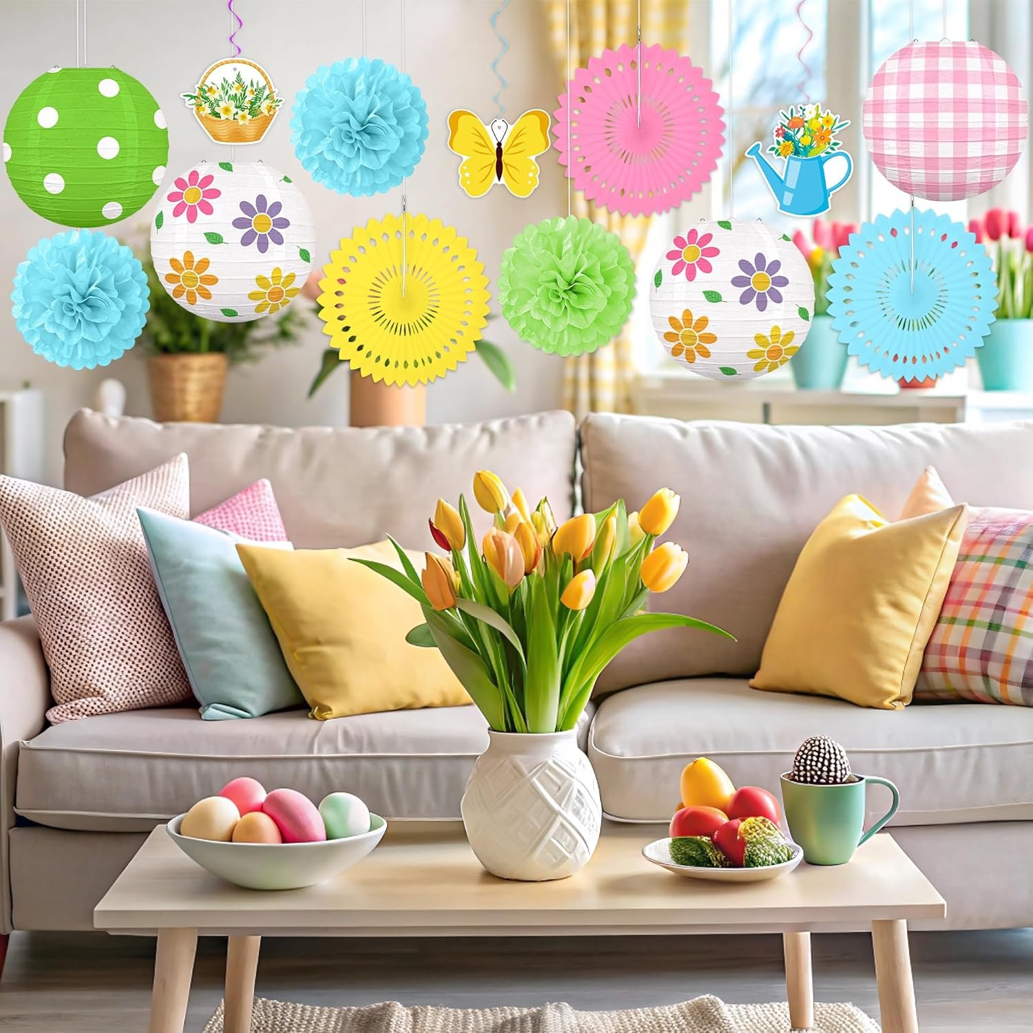 Wholesale 13PCS Spring Decor Paper Lanterns Fans Pom Poms Hanging Swirls Party Decorations for Home Office Classroom Birthday Outdoor Indoor Supplier Wholesale 13PCS Spring Decor Paper Lanterns Fans Pom Poms Hanging Swirls Party Decorations for Home Office Classroom Birthday Outdoor Indoor Supplier
