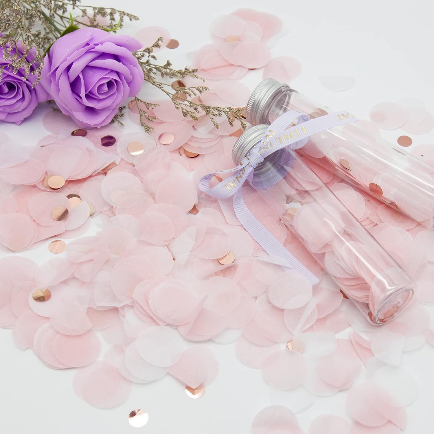 Wholesale Round Tissue Confetti Glitter Rose Gold Pink White Paper Dots for Wedding Birthday Party Decorations 1.76oz Supplier